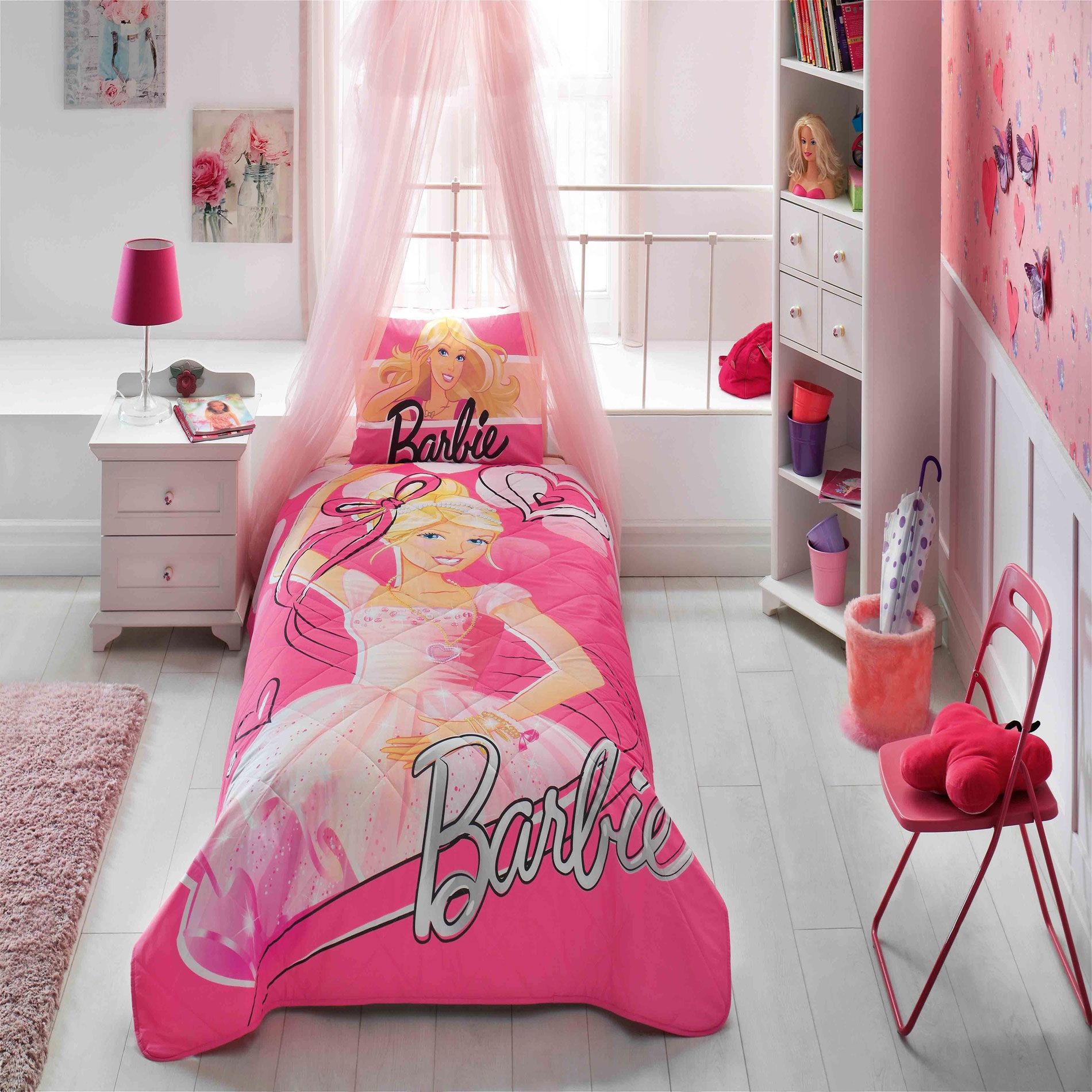 Taç Barbie Ballerina Tek Kişilik Yatak Örtüsü 22713