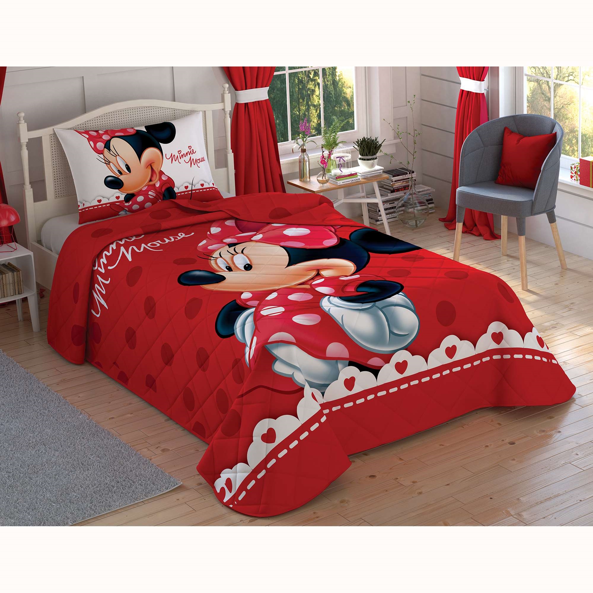 resm Taç Disney Minnie Lovely Pamuk Lisanslı Yatak Örtüsü
