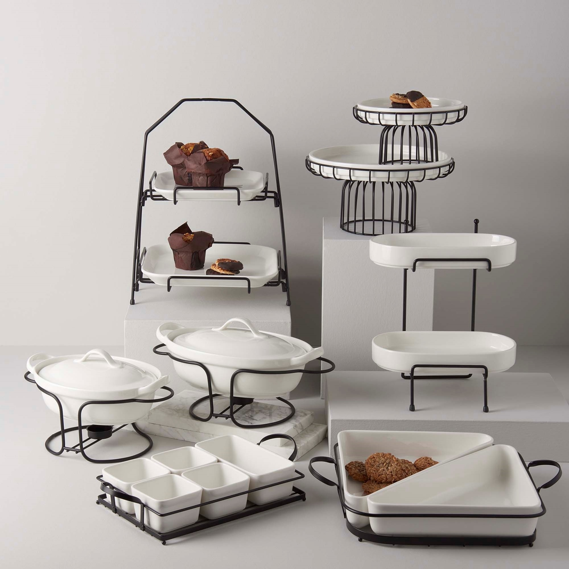 resm Linens Arlina Porselen-Metal 27x27x13,8 cm Ayaklı Tabak