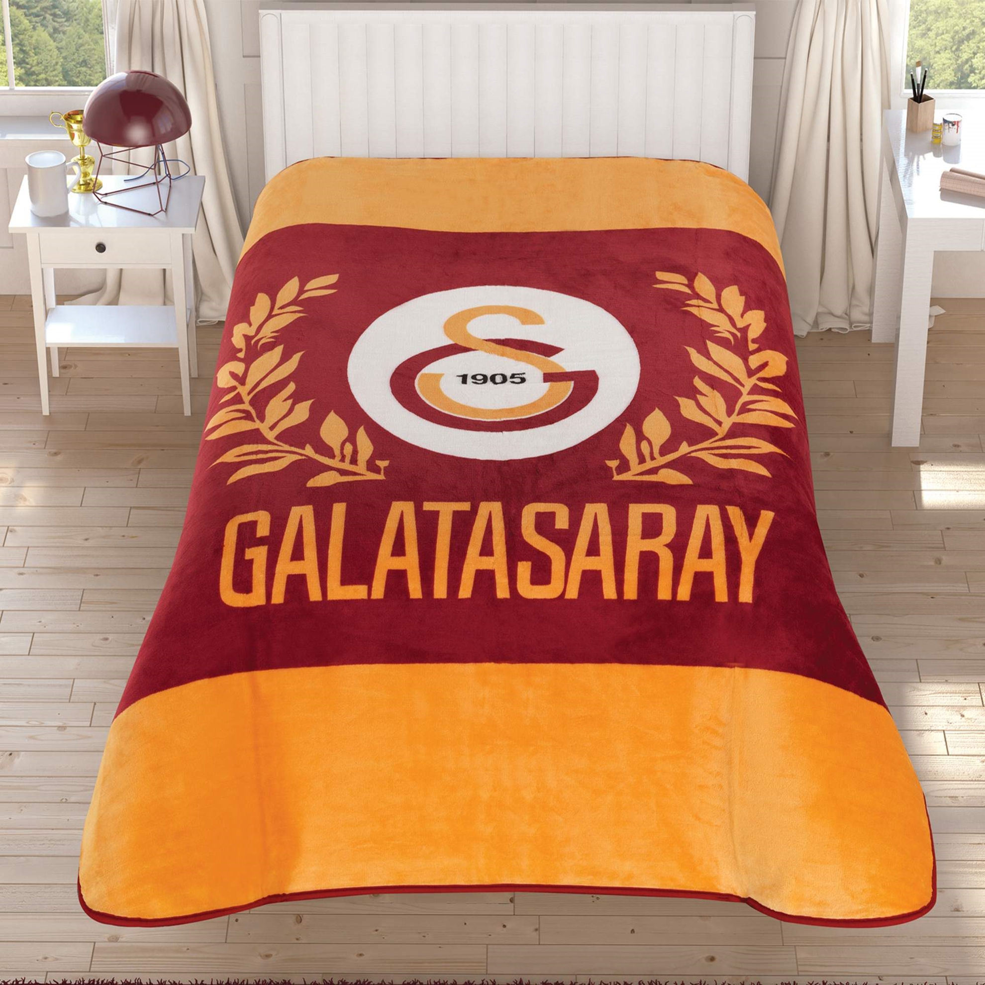 resm Lisanslı Galatasaray Sarı Kirmizi Tek Kişilik Battaniye