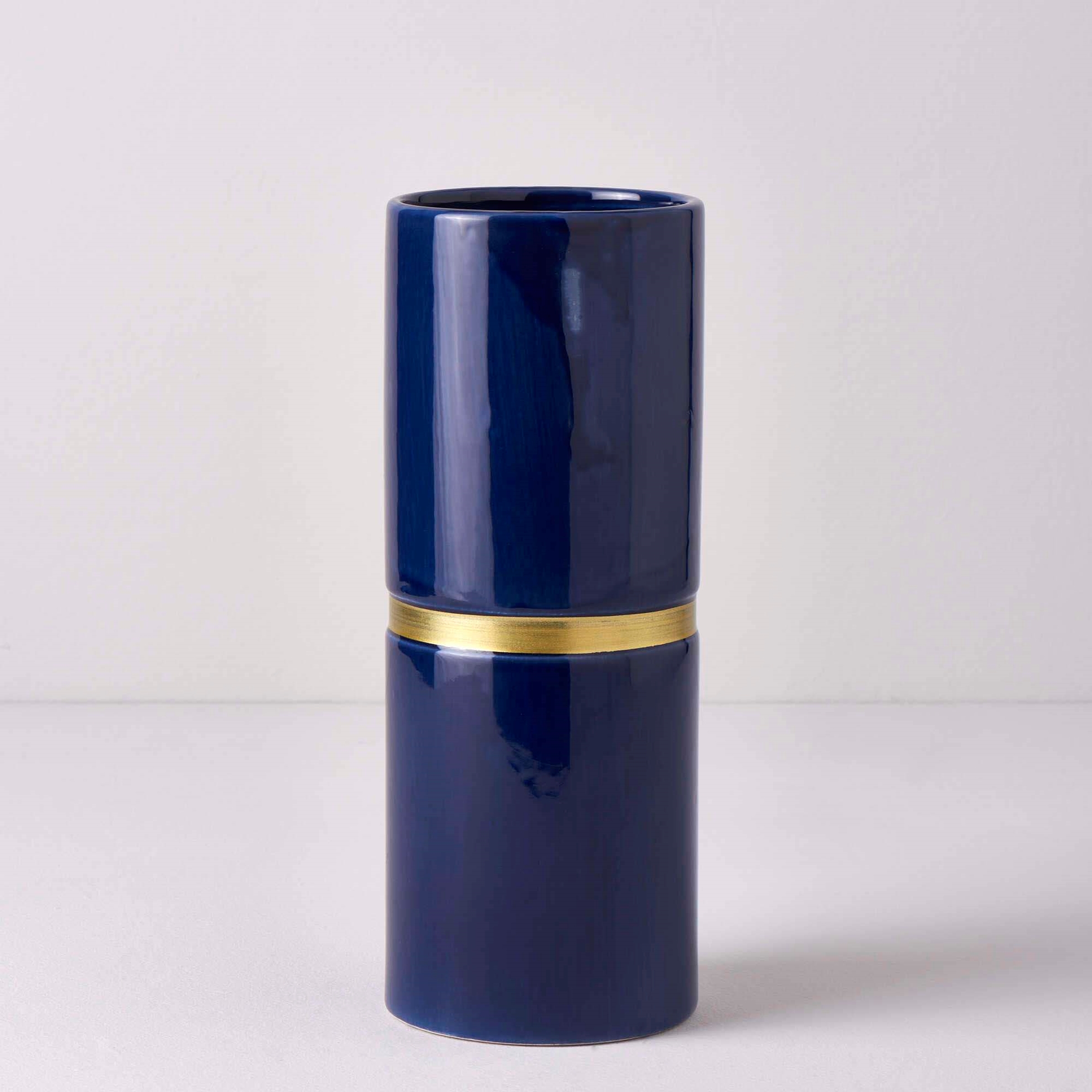 Linens Carve Seramik 10x10x26 cm Vazo Lacivert 53276