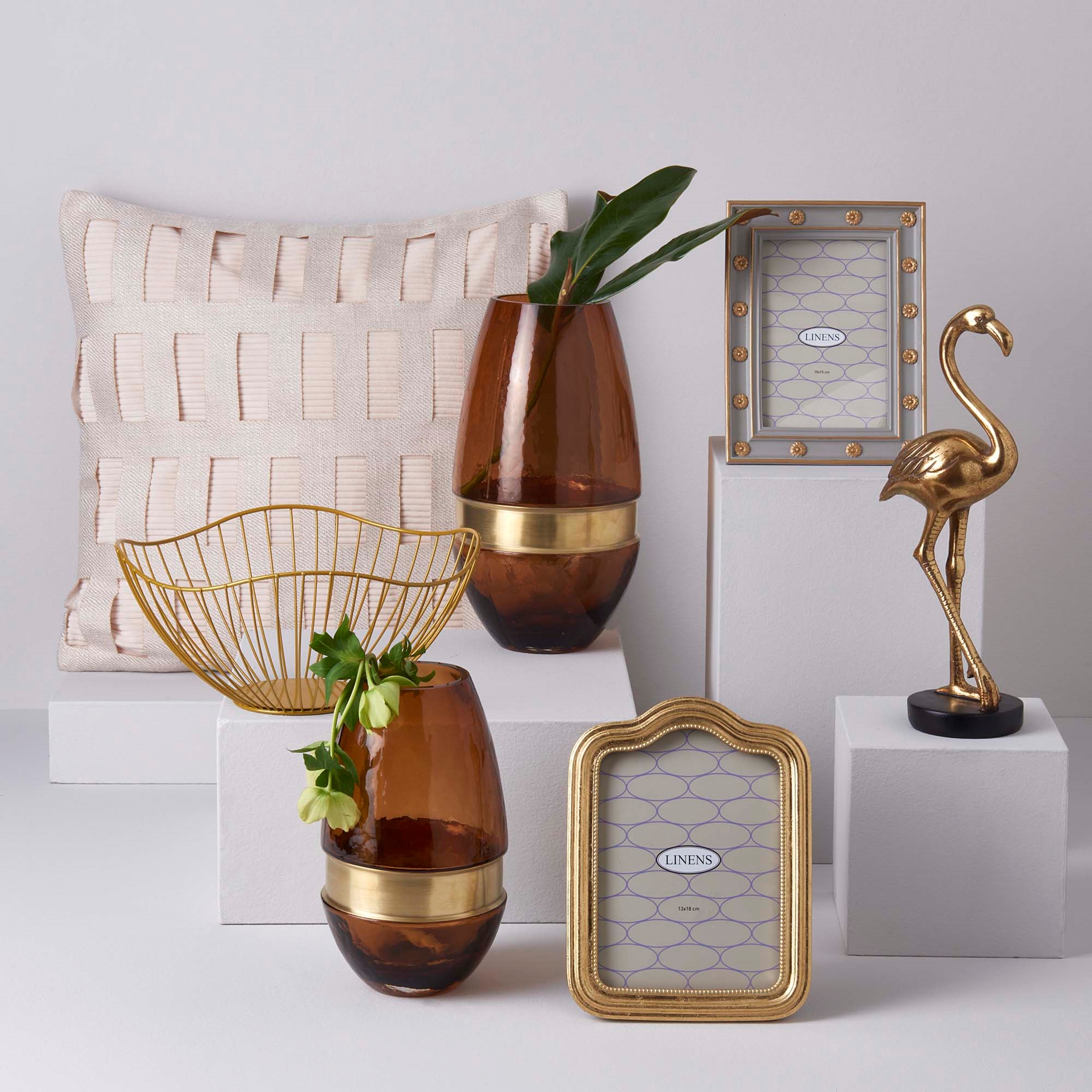 Linens Lavish Cam 15x15x28 cm Vazo AmberGold 53587