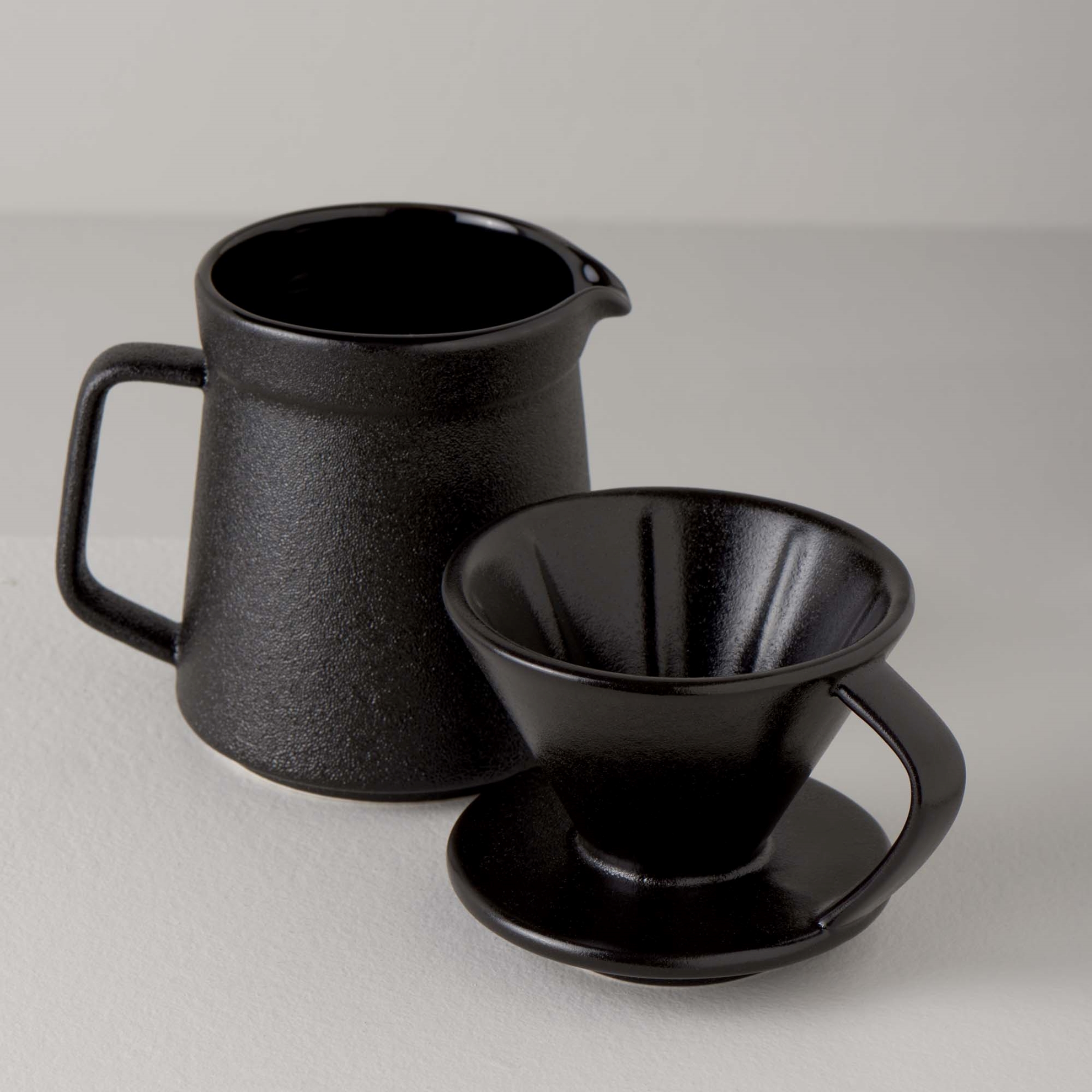 resm Linens Grand Porselen V60 Kahve Demleme Seti Siyah