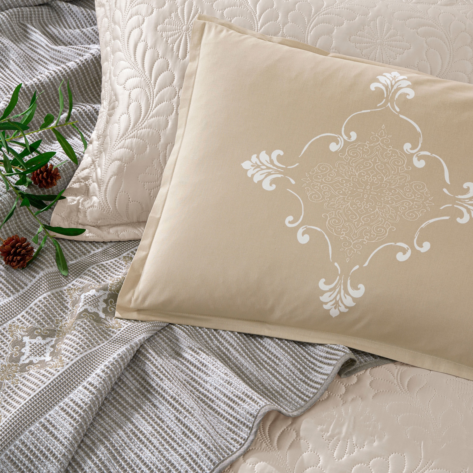 resm Taç Margaret Günlük Çeyiz Set Vizon
