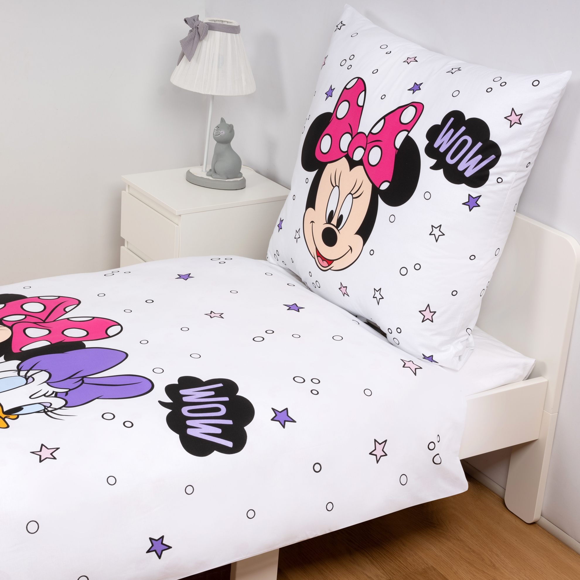 resm Lisanslı Disney Minnie&Daisy Pamuk Çift Kişilik Çift Taraflı Nevresim Seti