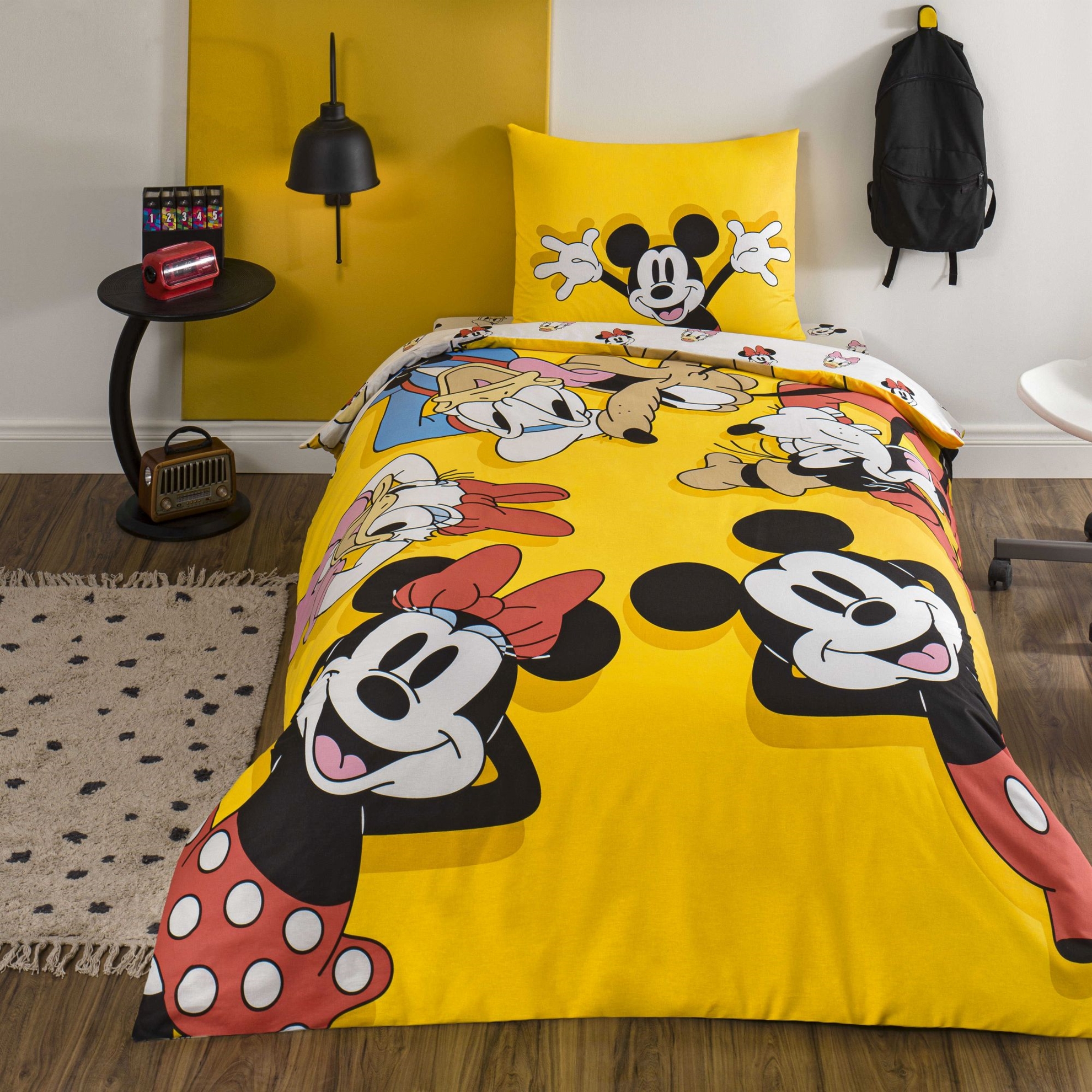resm Taç Lisanslı Disney Mickey & Friends Tek Kişilik Pamuk Nevresim Takımı
