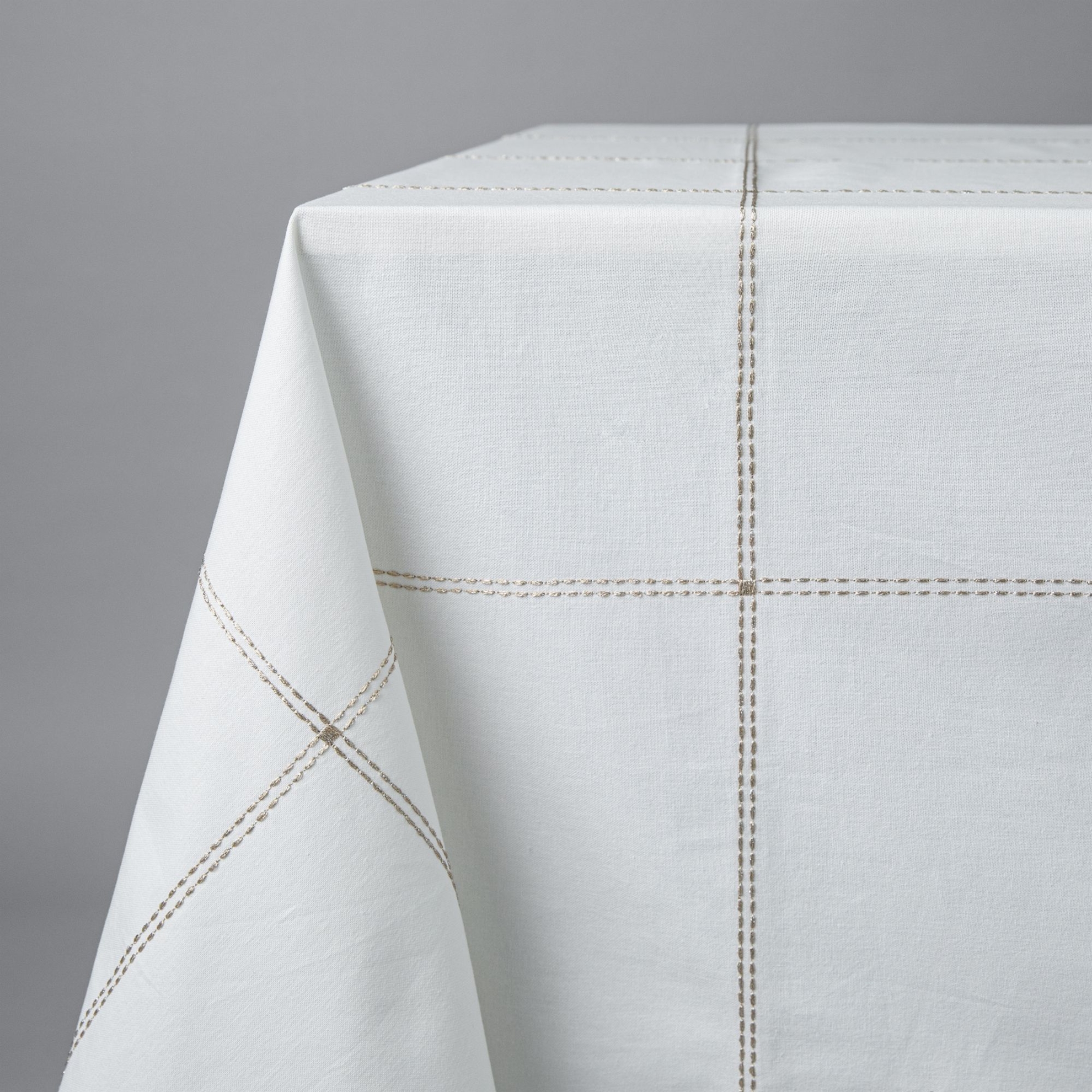 resm Linens Stich 150x250 cm Masa Örtüsü Beyaz Gold