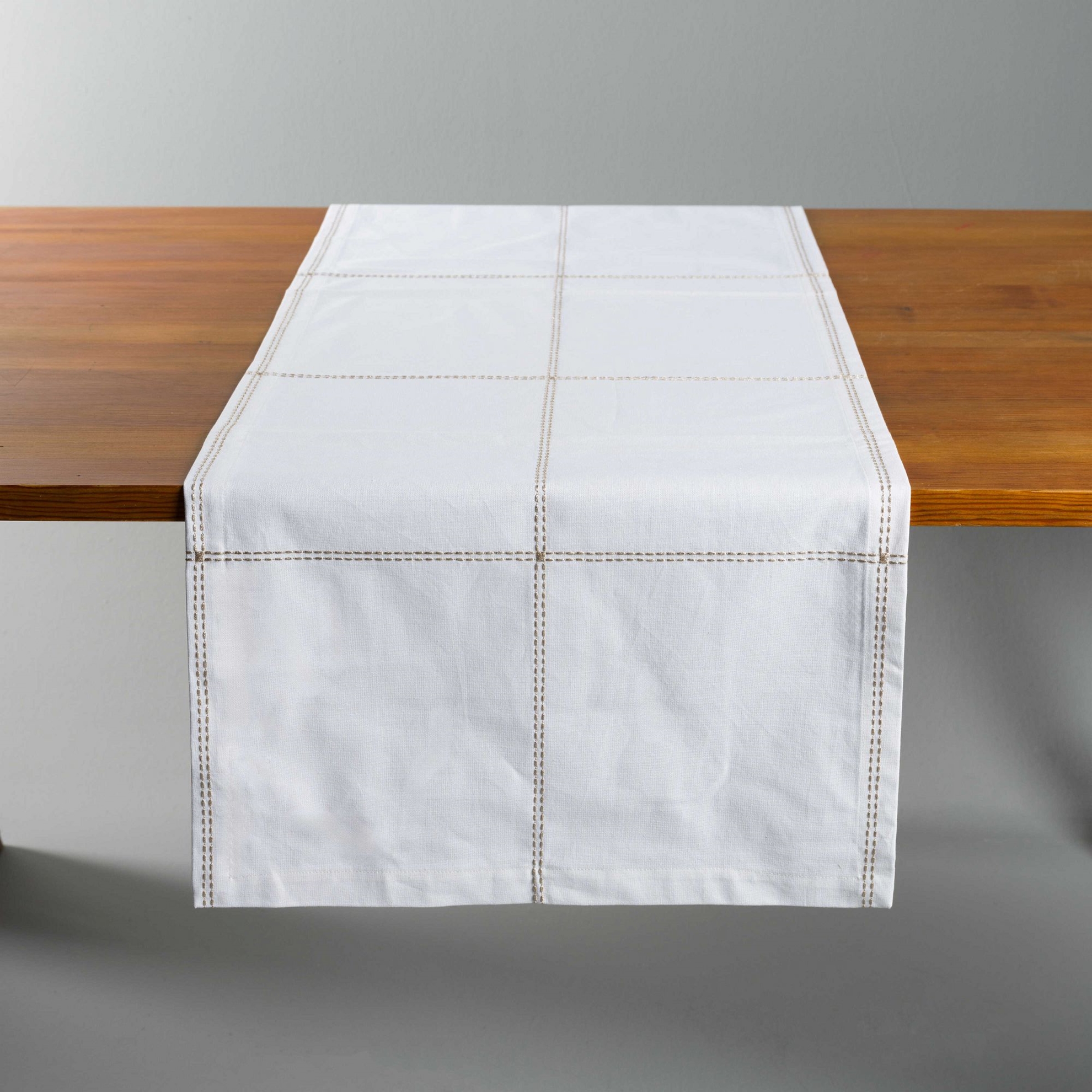 resm Linens Stich 50x170 cm Runner Beyaz Gold