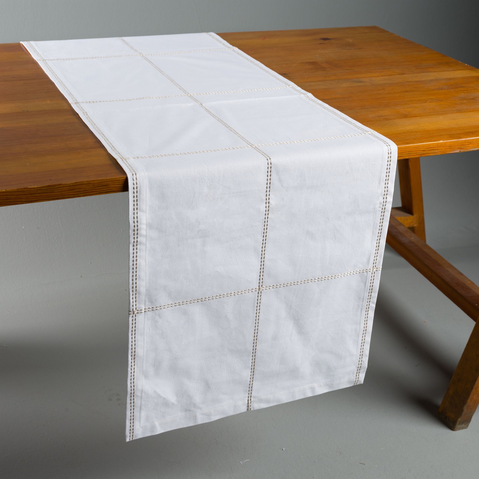 resm Linens Stich 50x170 cm Runner Beyaz Gold