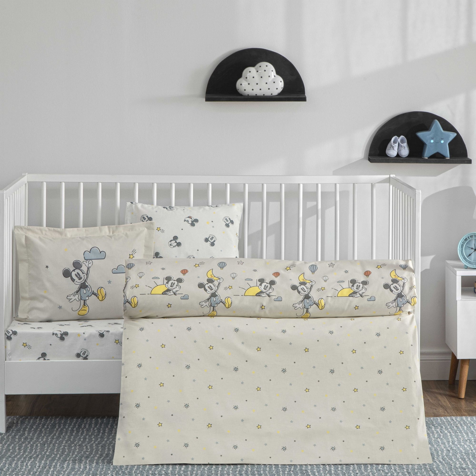 resm Taç Lisanslı Disney Mickey Mouse Dream Baby Pamuk Bebek Nevresim Takımı