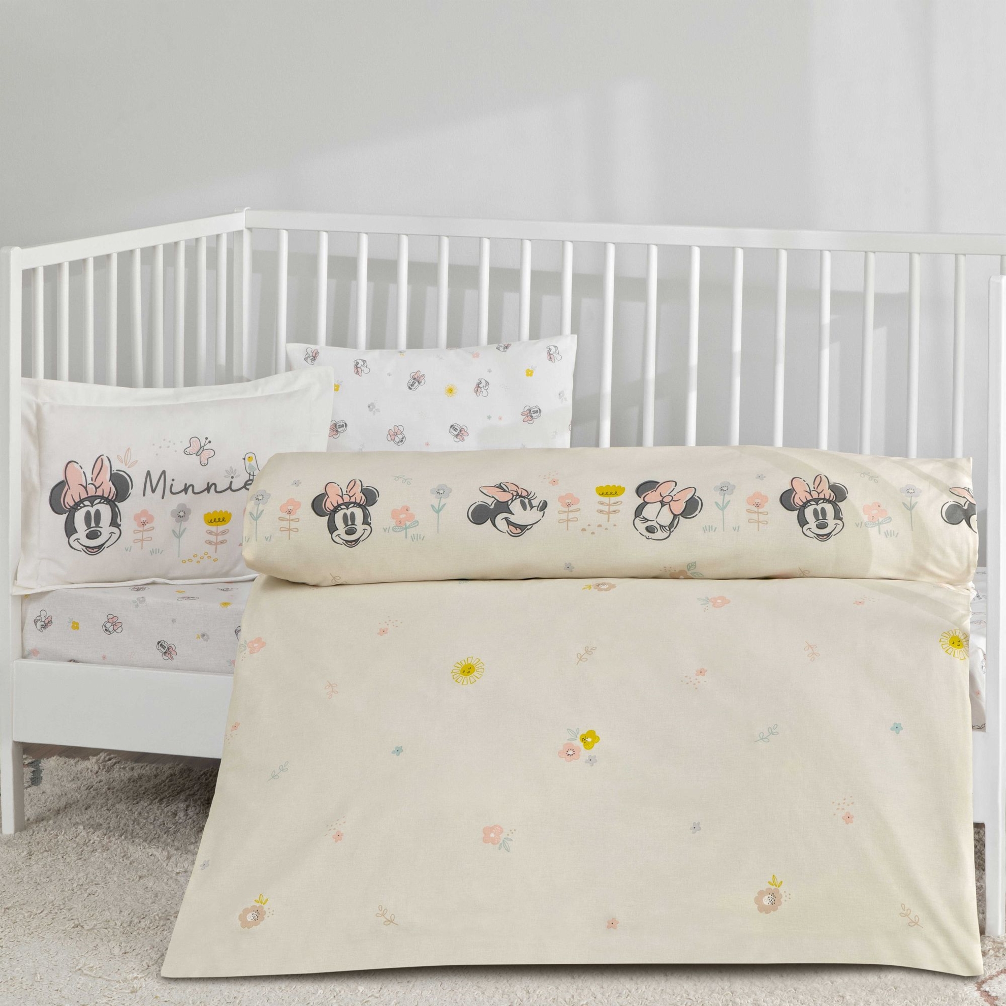 resm Taç Lisanslı Disney Minnie Mouse Dream Baby Pamuk Bebek Nevresim Takımı