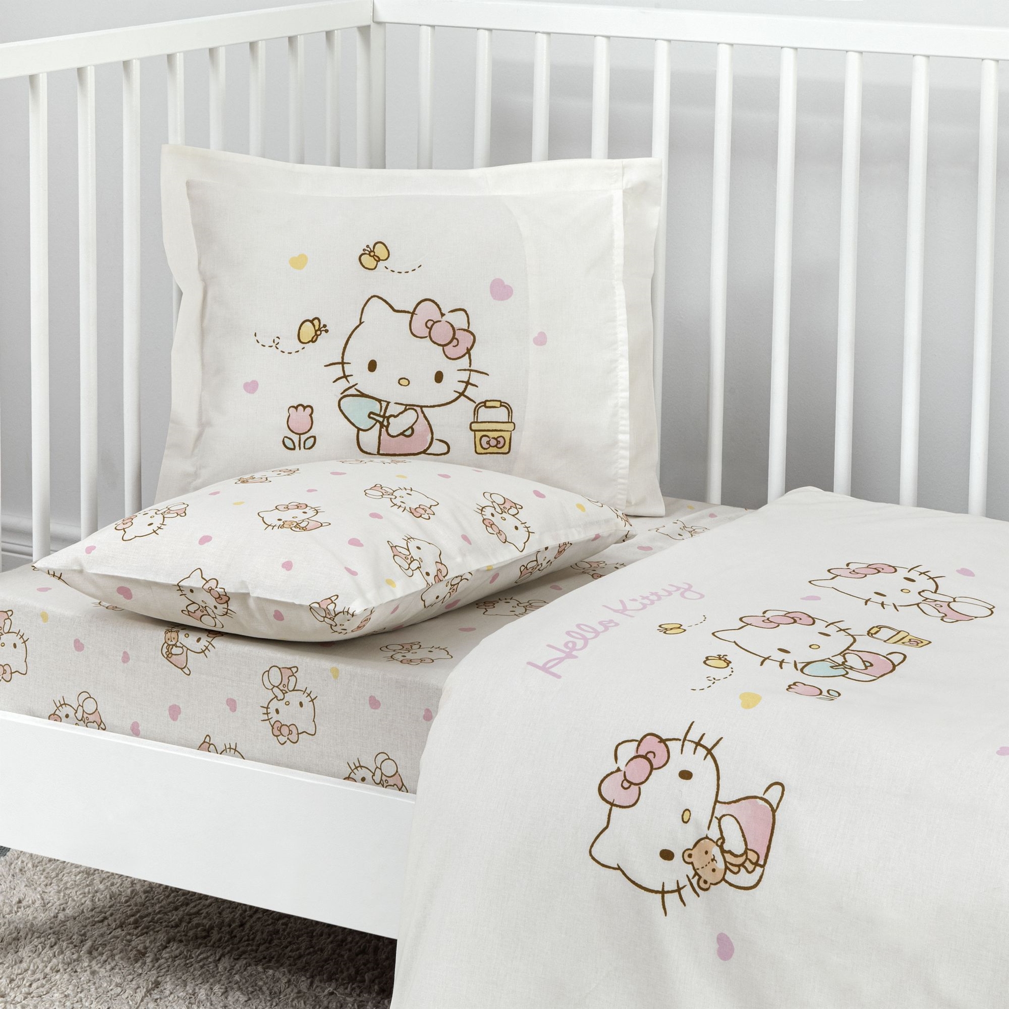 resm Taç Lisanslı Hello Kitty Cute Baby Pamuk Bebek Nevresim Takımı