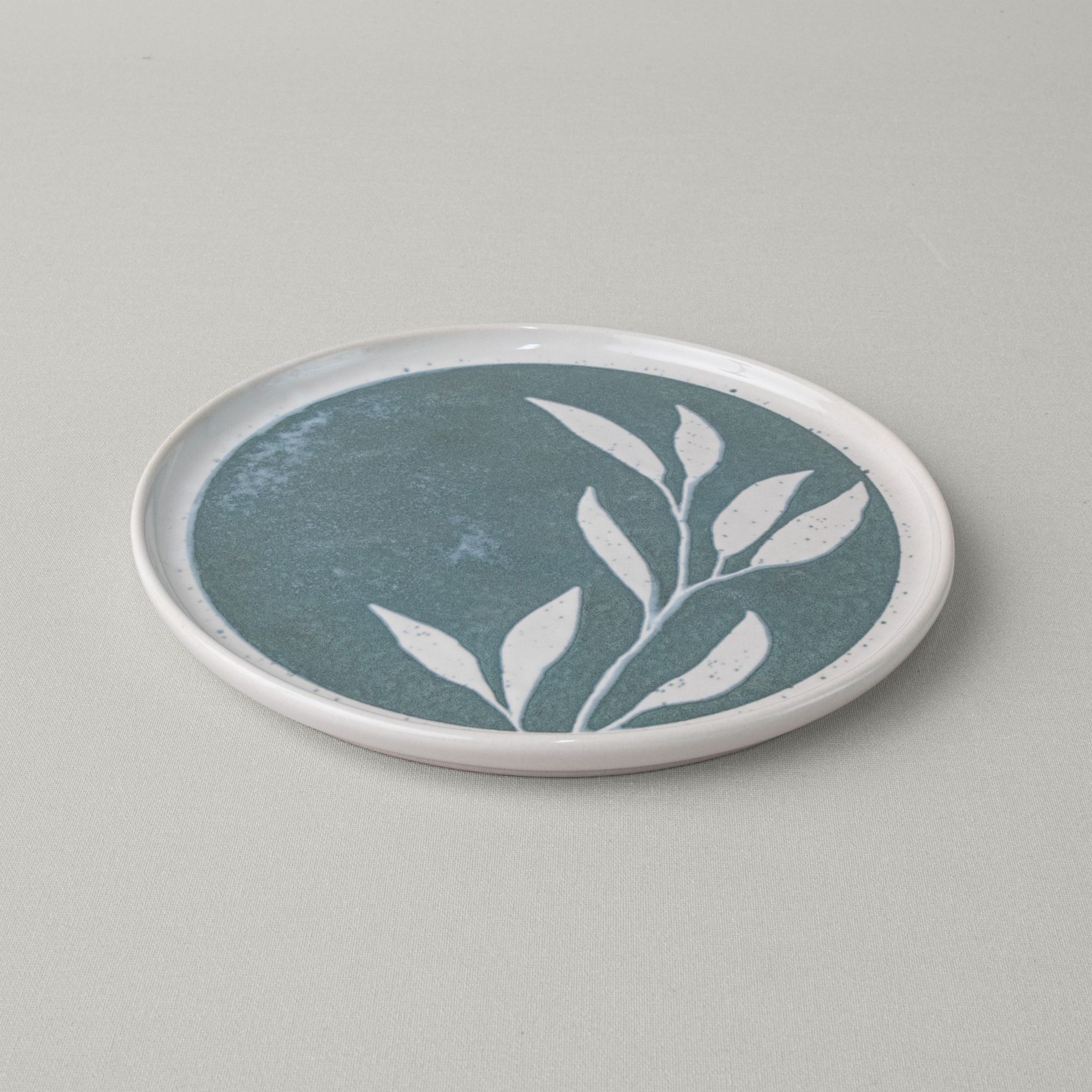 resm Linens Daphne Seramik 22 cm Pasta Tabağı Yeşil