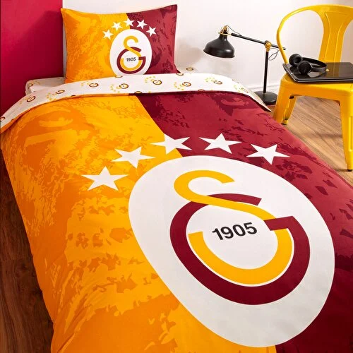 resm Taç Lisanslı Galatasaray 5.Yıldız Tek Kişilik Pamuk Nevresim Takımı 