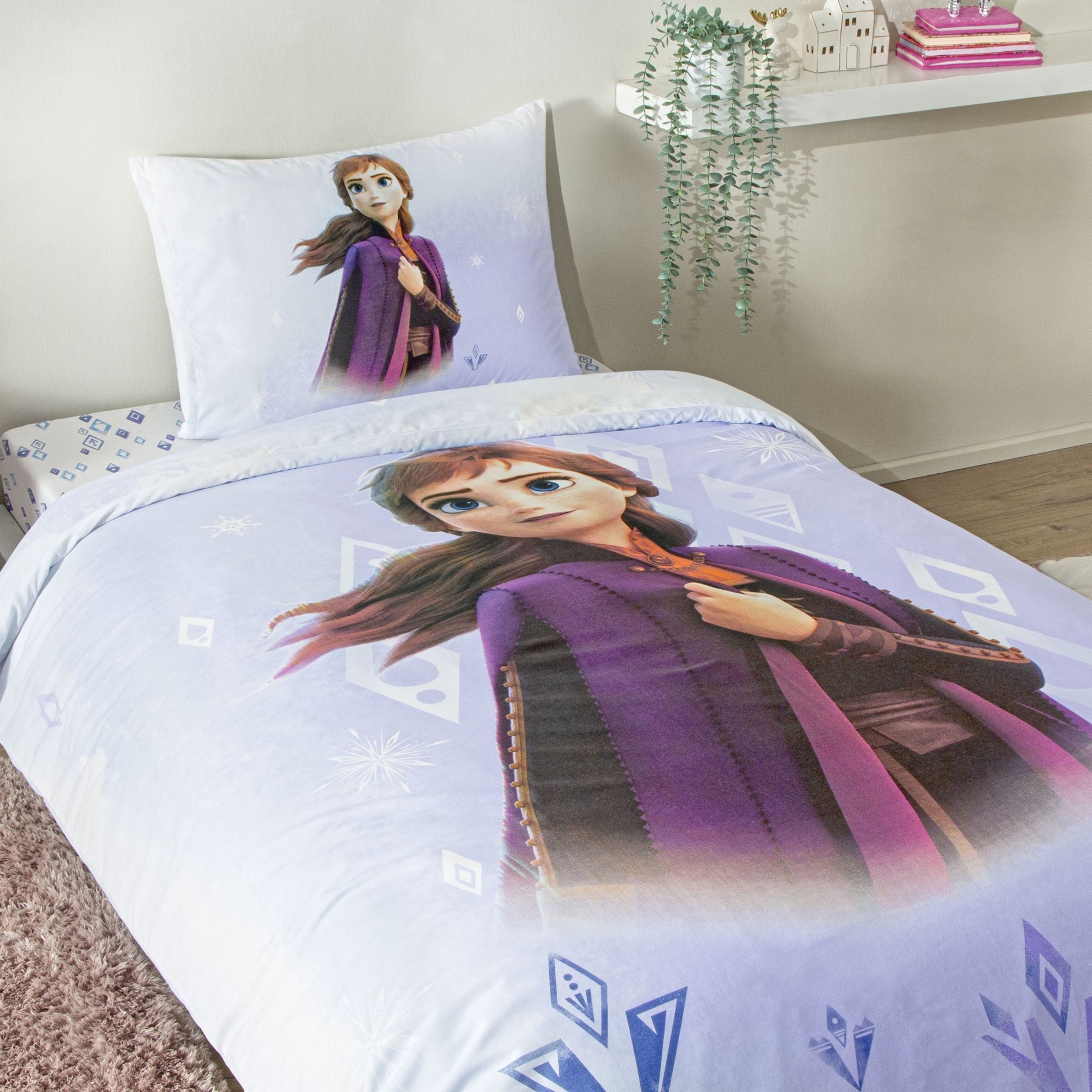 resm Taç Lisanslı Disney Frozen Diamond Tek Kişilik Pamuk Nevresim Takımı