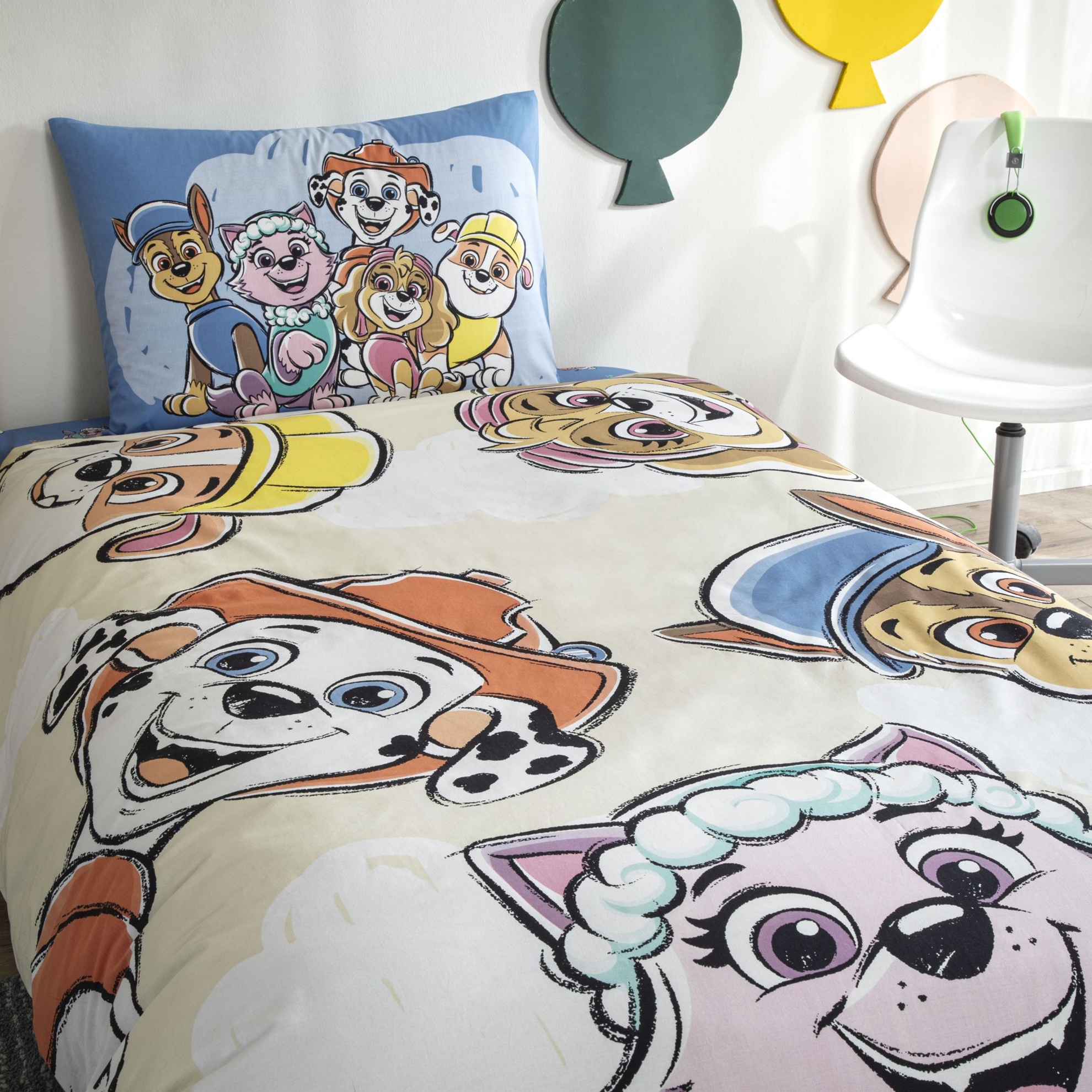 resm Taç Lisanslı Paw Patrol Cloud Tek Kişilik Pamuk Nevresim Takımı