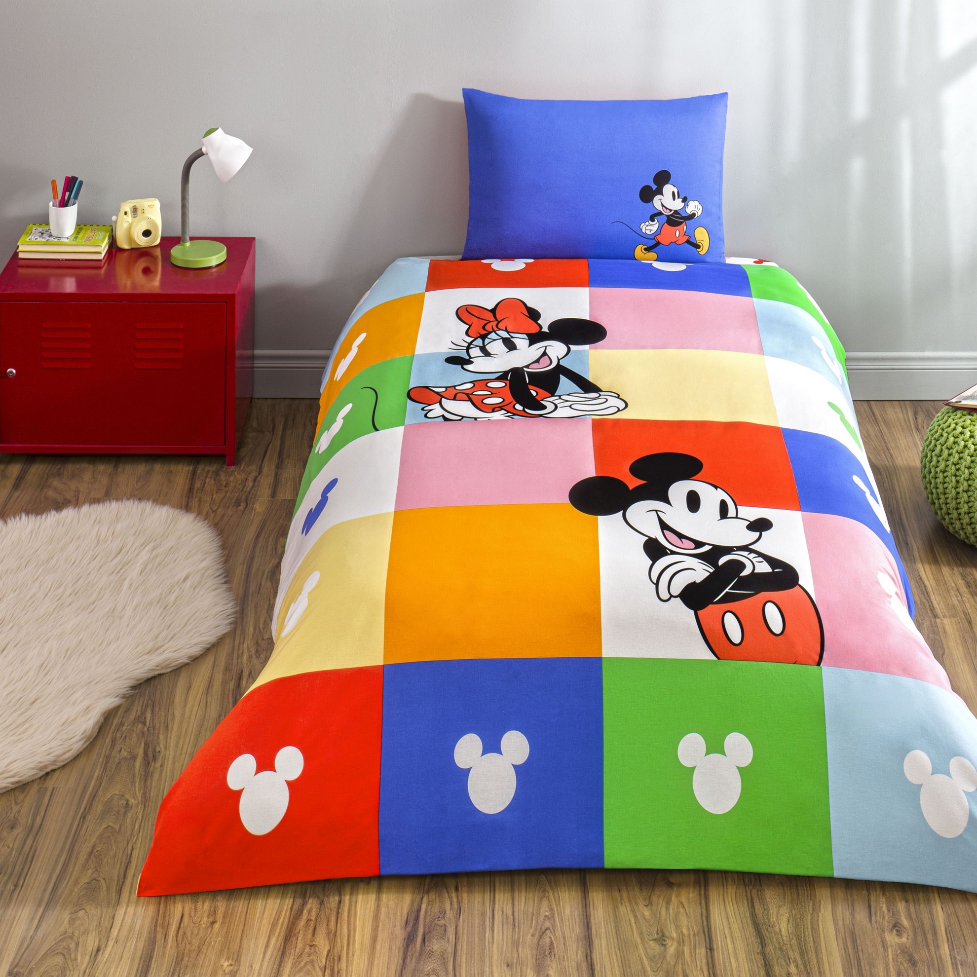resm Taç Lisanslı Disney Minnie & Mickey Tek Kişilik Pamuk Nevresim Takımı