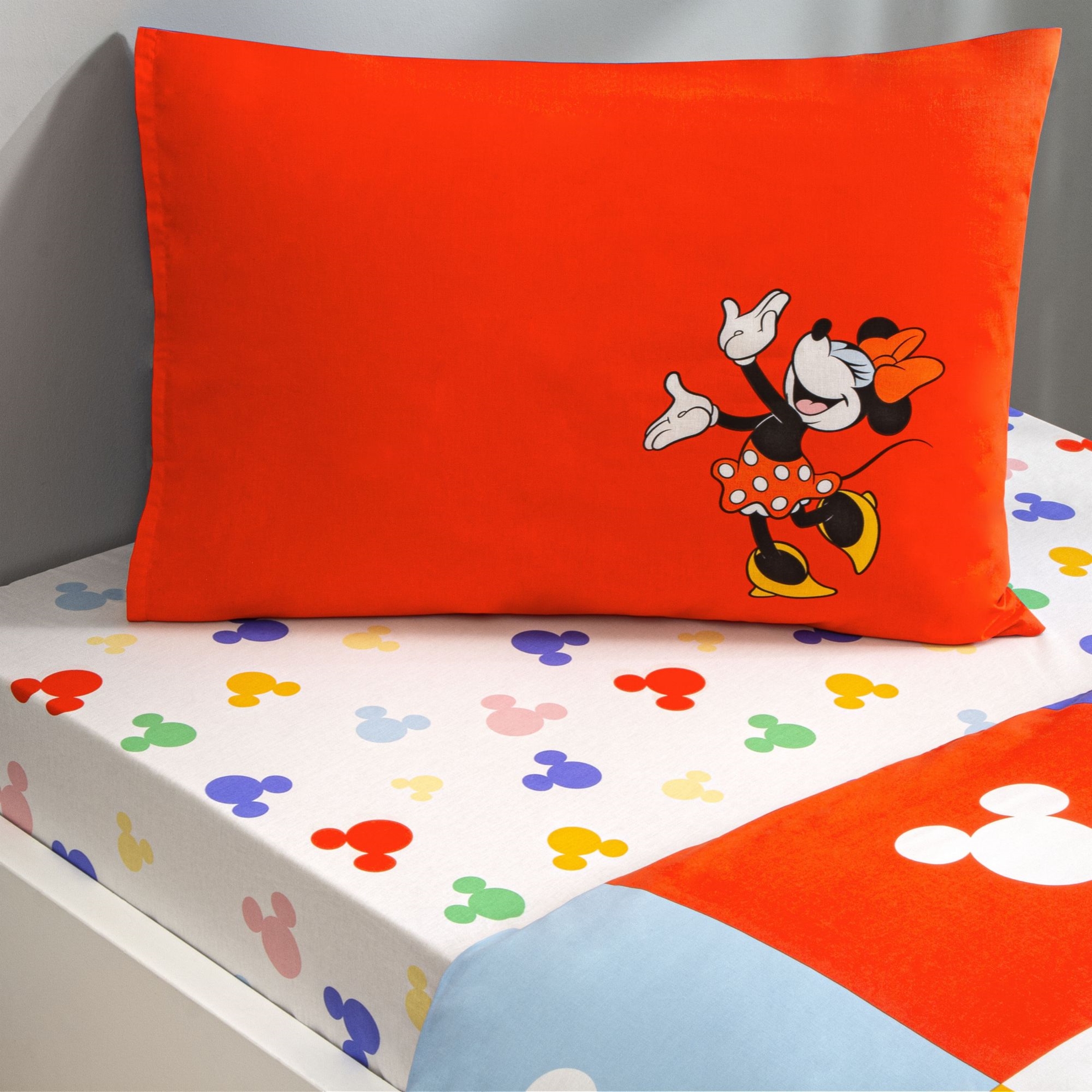 resm Taç Lisanslı Disney Minnie & Mickey Tek Kişilik Pamuk Nevresim Takımı