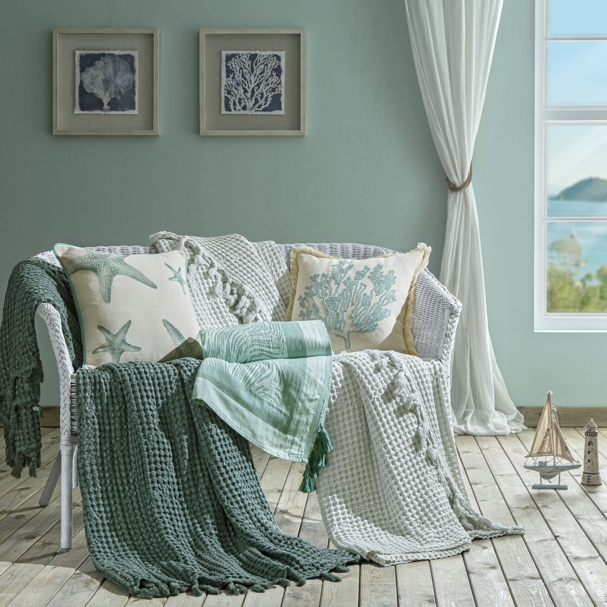 resm Taç Butik Göcek Pike Pamuk Çift Kişilik Pike Yeşil