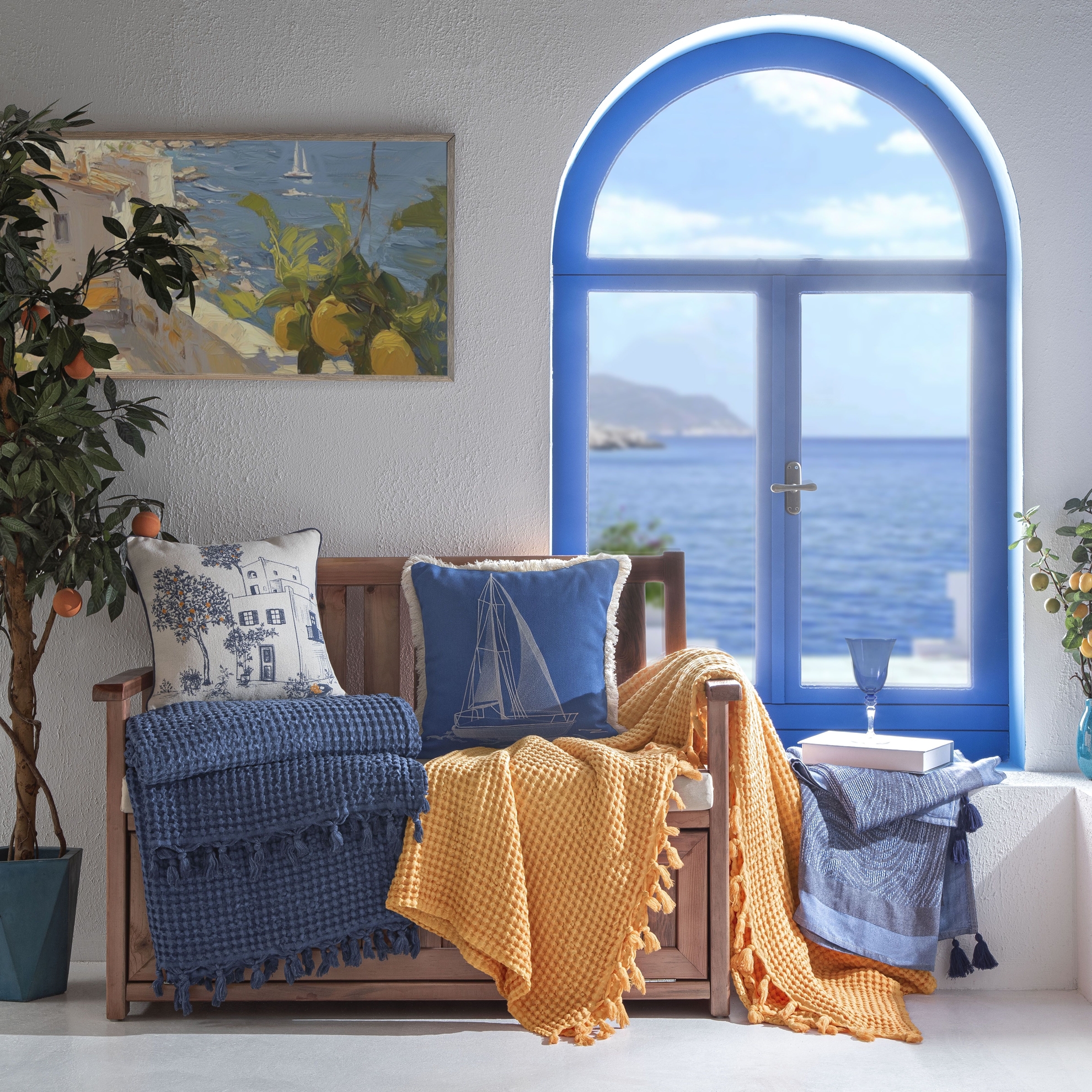 resm Taç Butik Bodrum Pike Pamuk Çift Kişilik Pike Turuncu