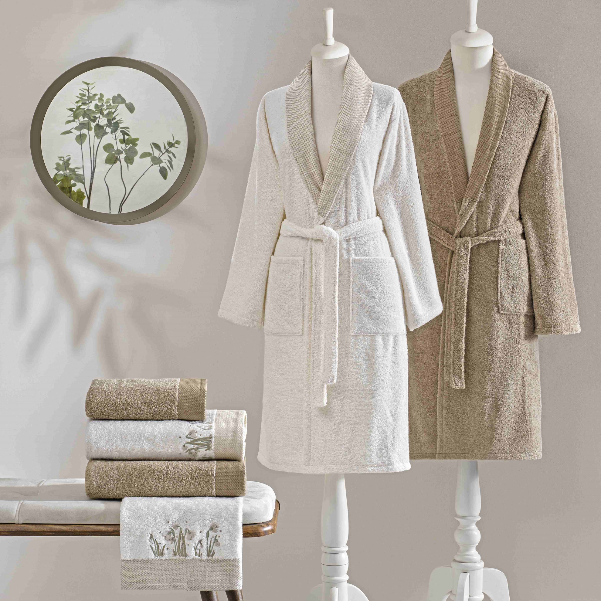 resm Taç Lilya Pure Cotton Pamuk Aile Seti Ekru Camel