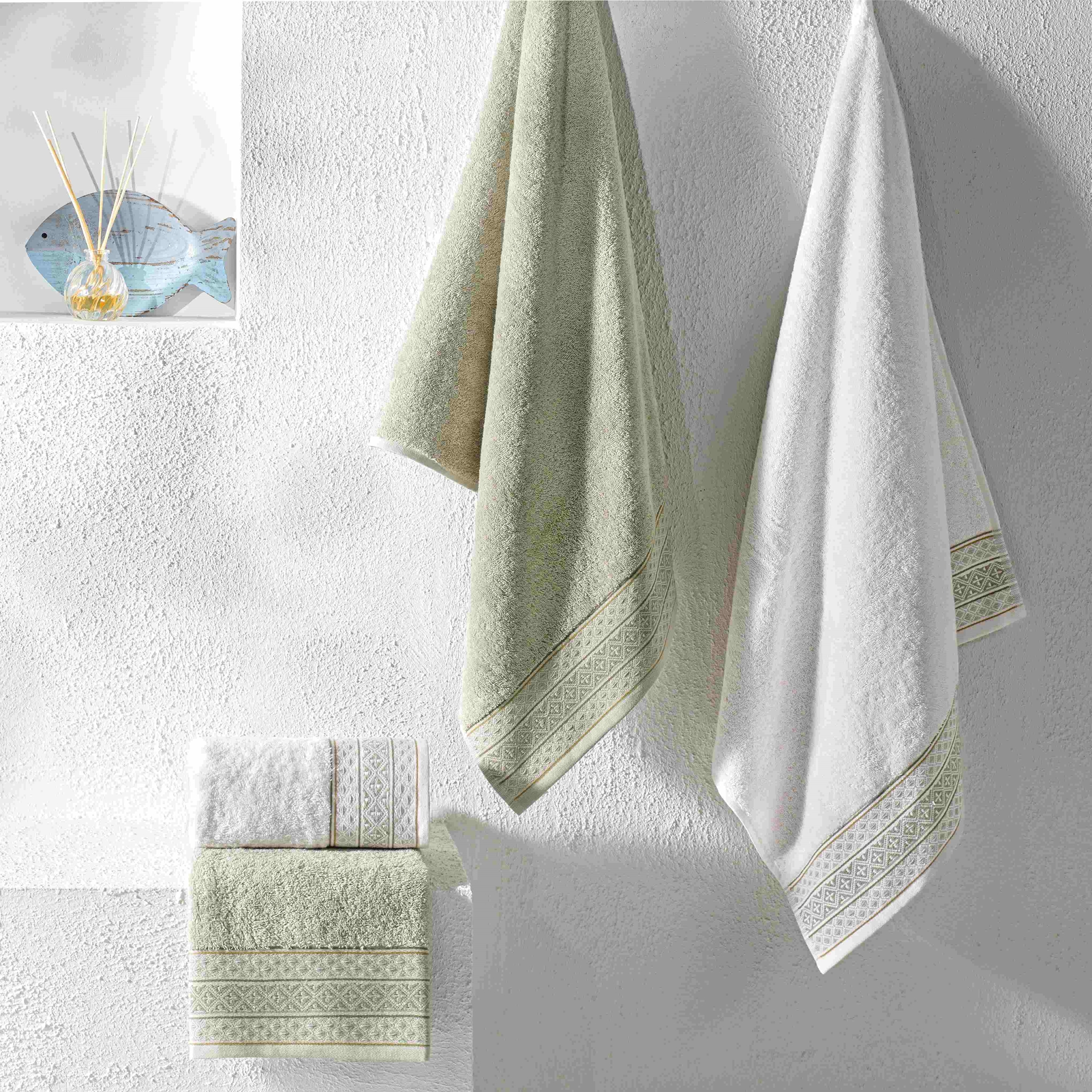 resm Taç Ethna Pure Cotton Pamuk Hamam Seti Ekru Taş