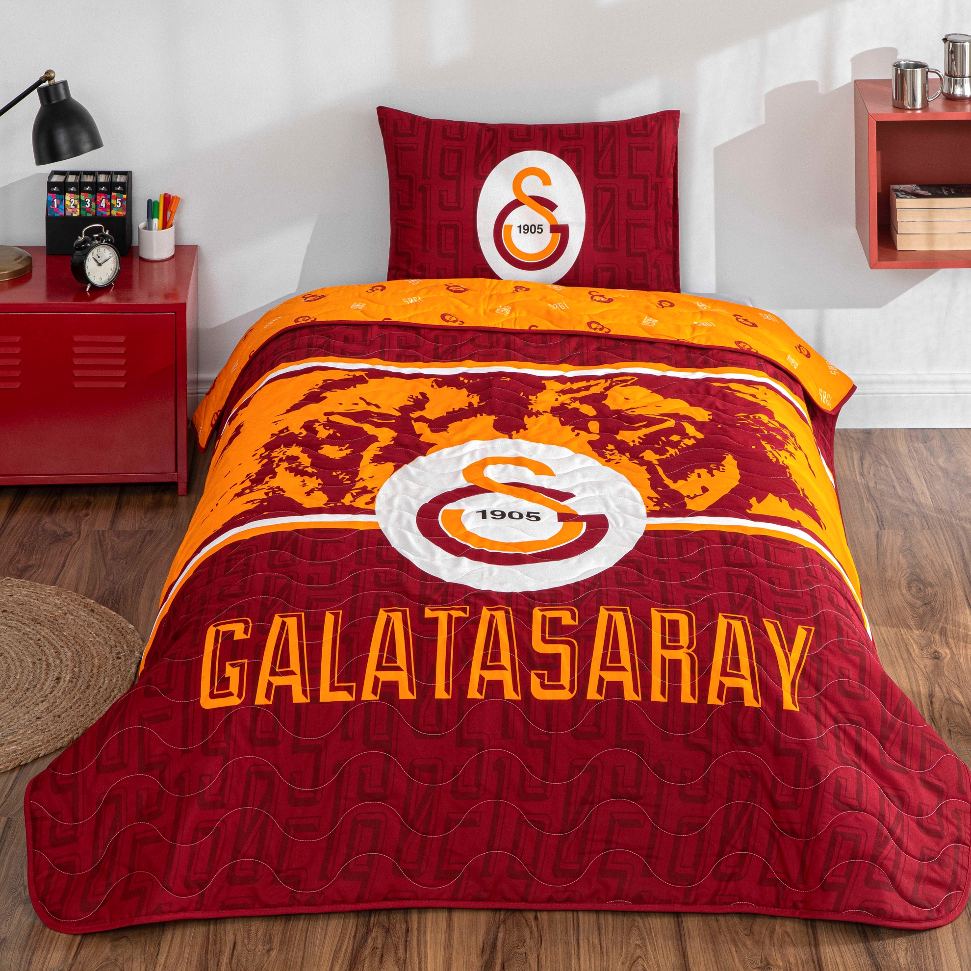 resm Lisanslı Gs Şanslı Aslan Yatak Örtüsü Tek Kişilik