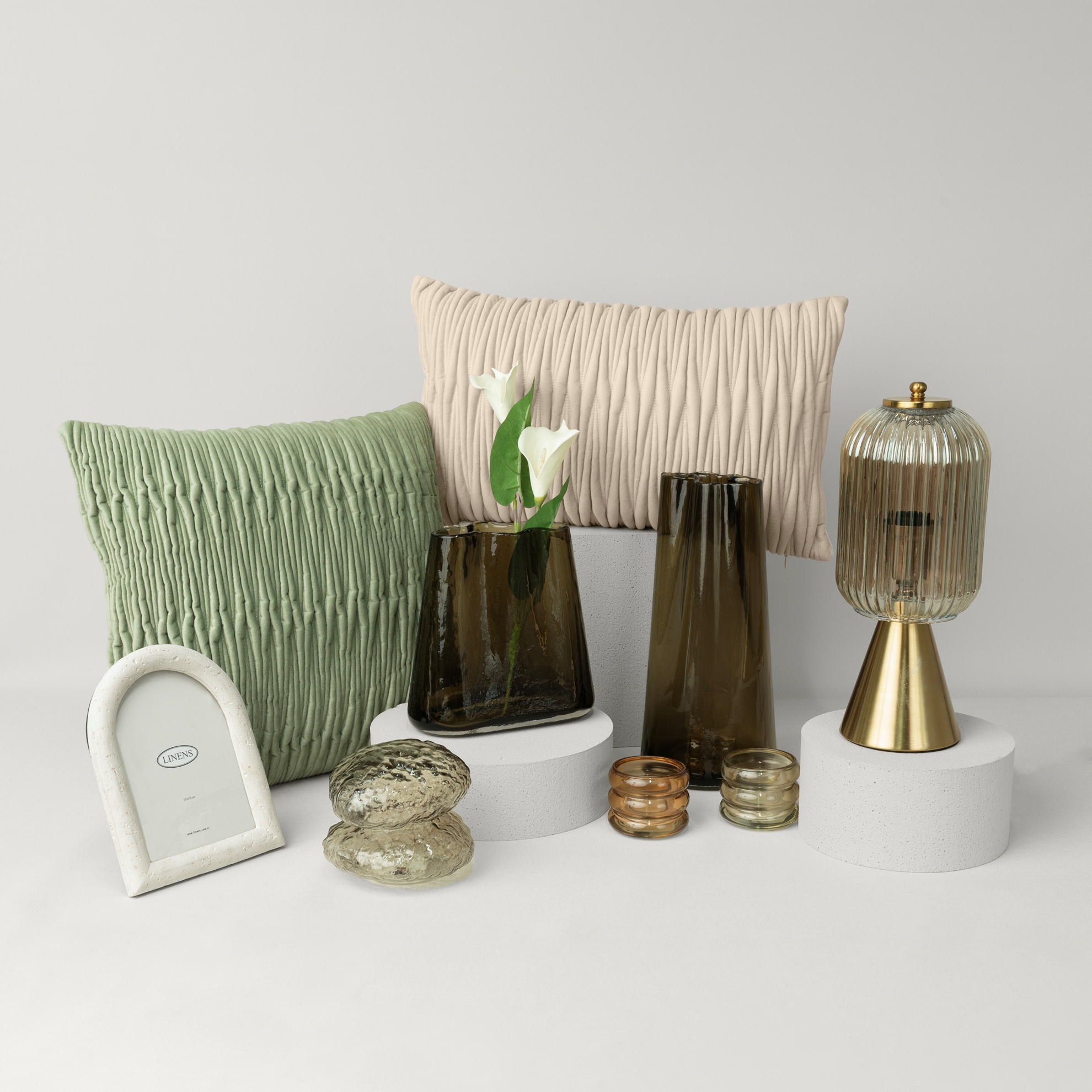 resm Linens Benna Vazo 12x14,5x32,5 cm Füme