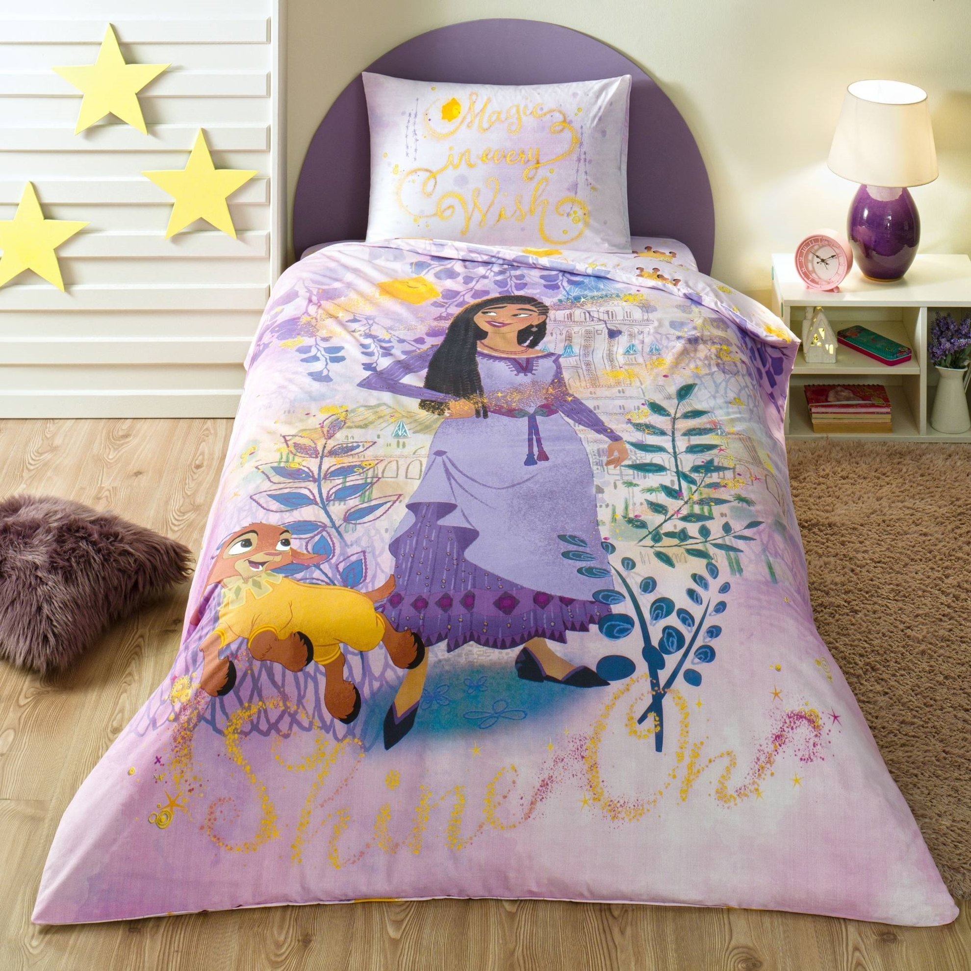 resm Taç Lisanslı Disney Wish Tek Kişilik Pamuk Nevresim Takımı