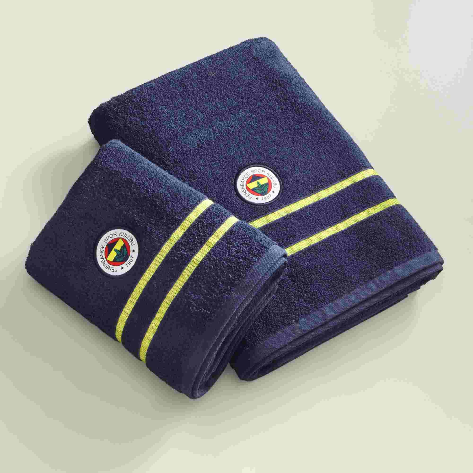 resm Taç Lisanslı Fenerbahçe Arma Pamuk 70x140 cm Banyo Havlusu Lacivert