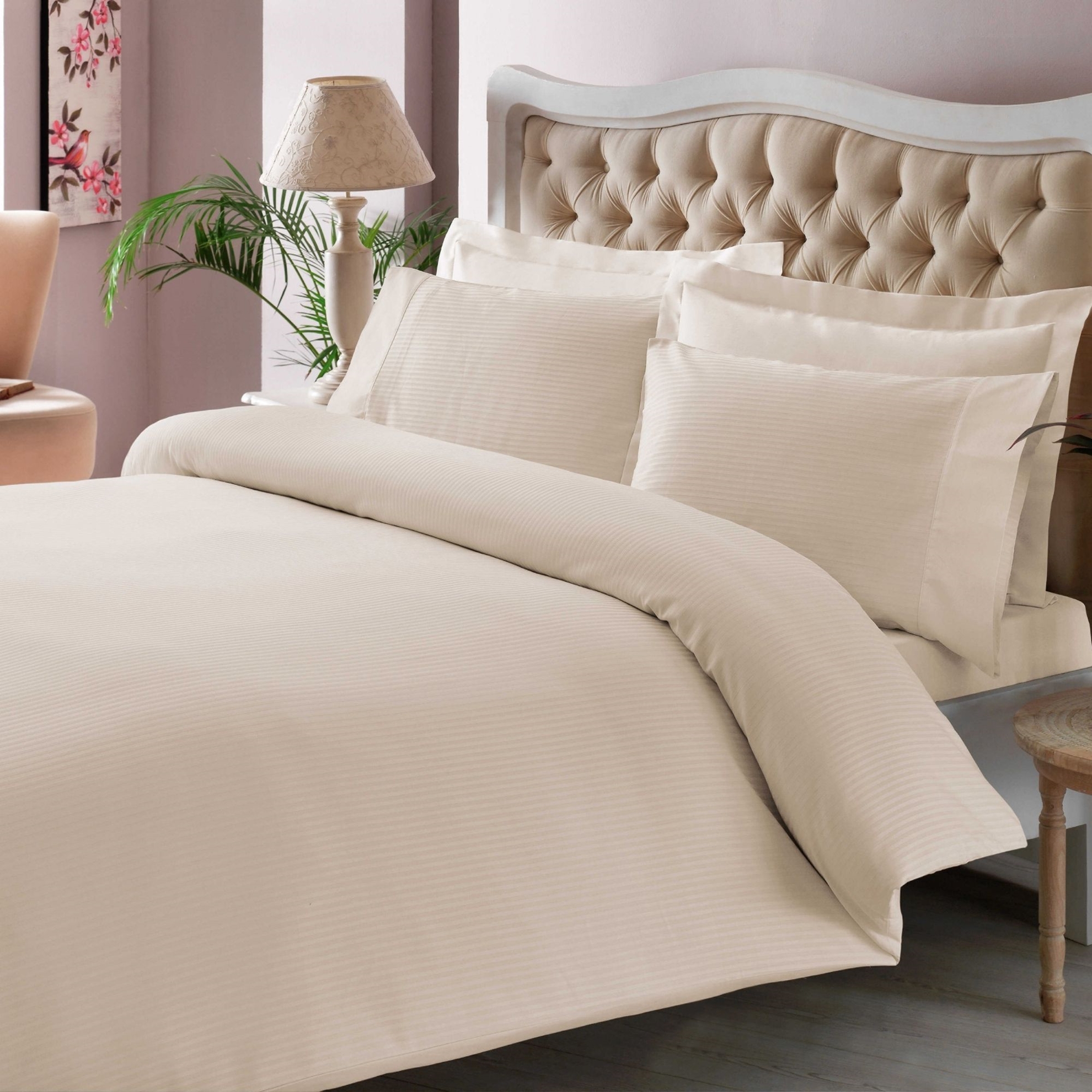 resm Taç Stripe Premium Basic King Size Nevresim Takımı Gri