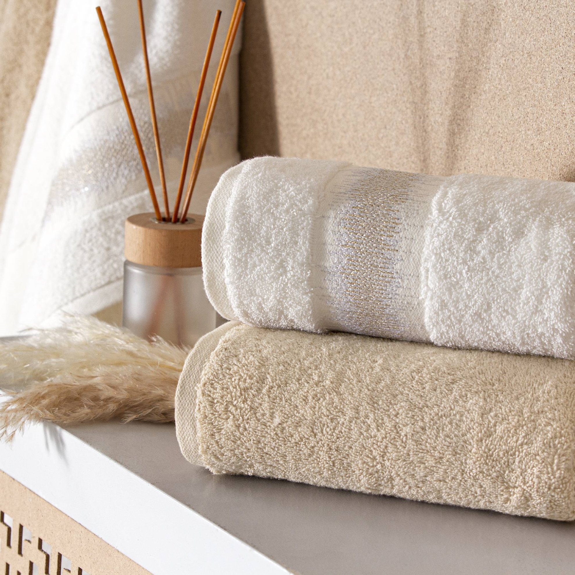 resm Taç Nova Pure Cotton Pamuk Hamam Seti Ekru Kum
