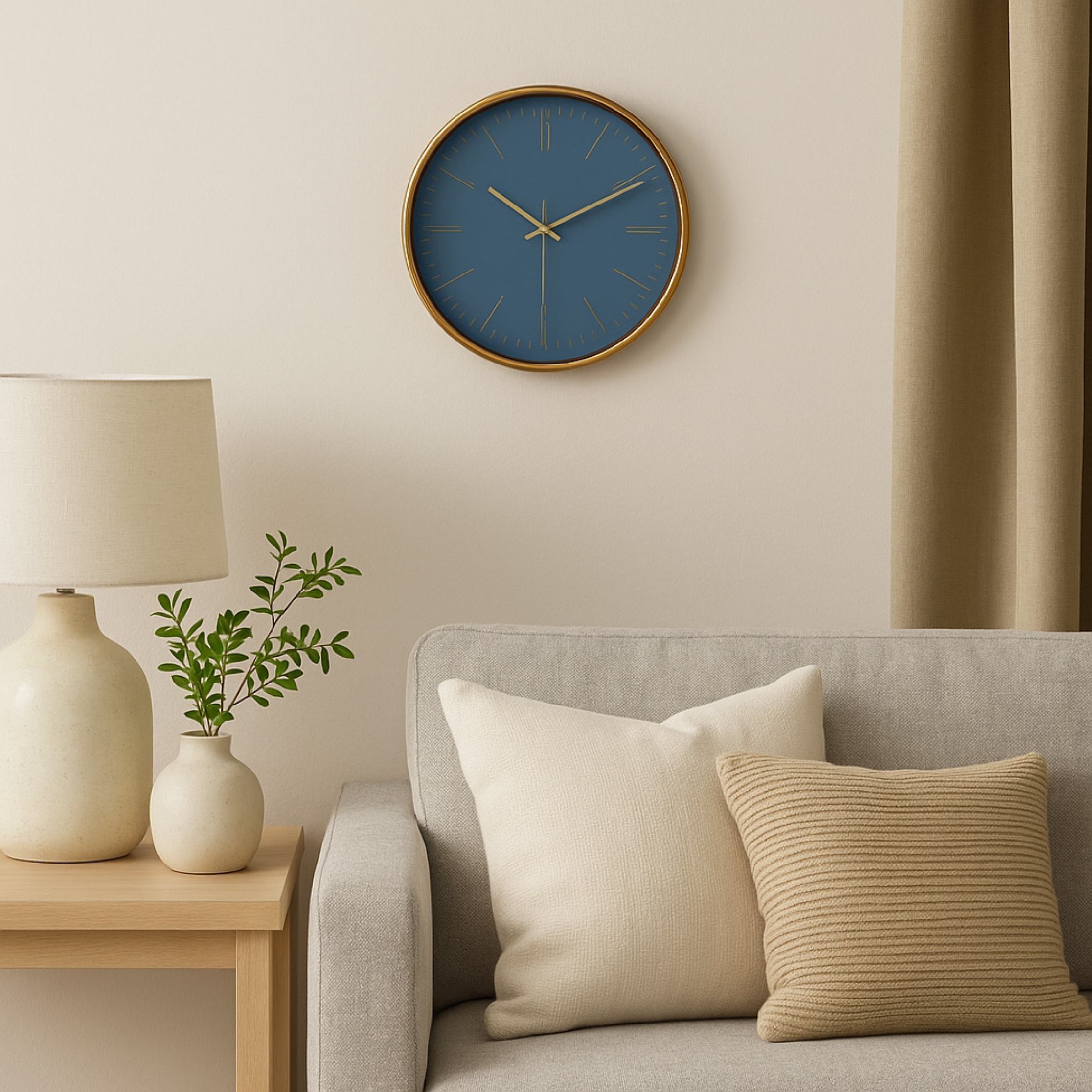 resm Linens Albert 29,5 cm Duvar Saati Mavi-Gold