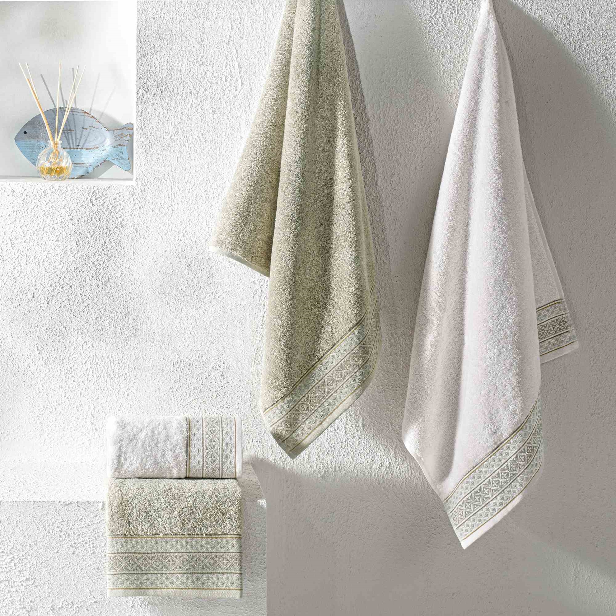 resm Taç Ethna Pure Cotton Pamuk Hamam Seti Ekru Taş