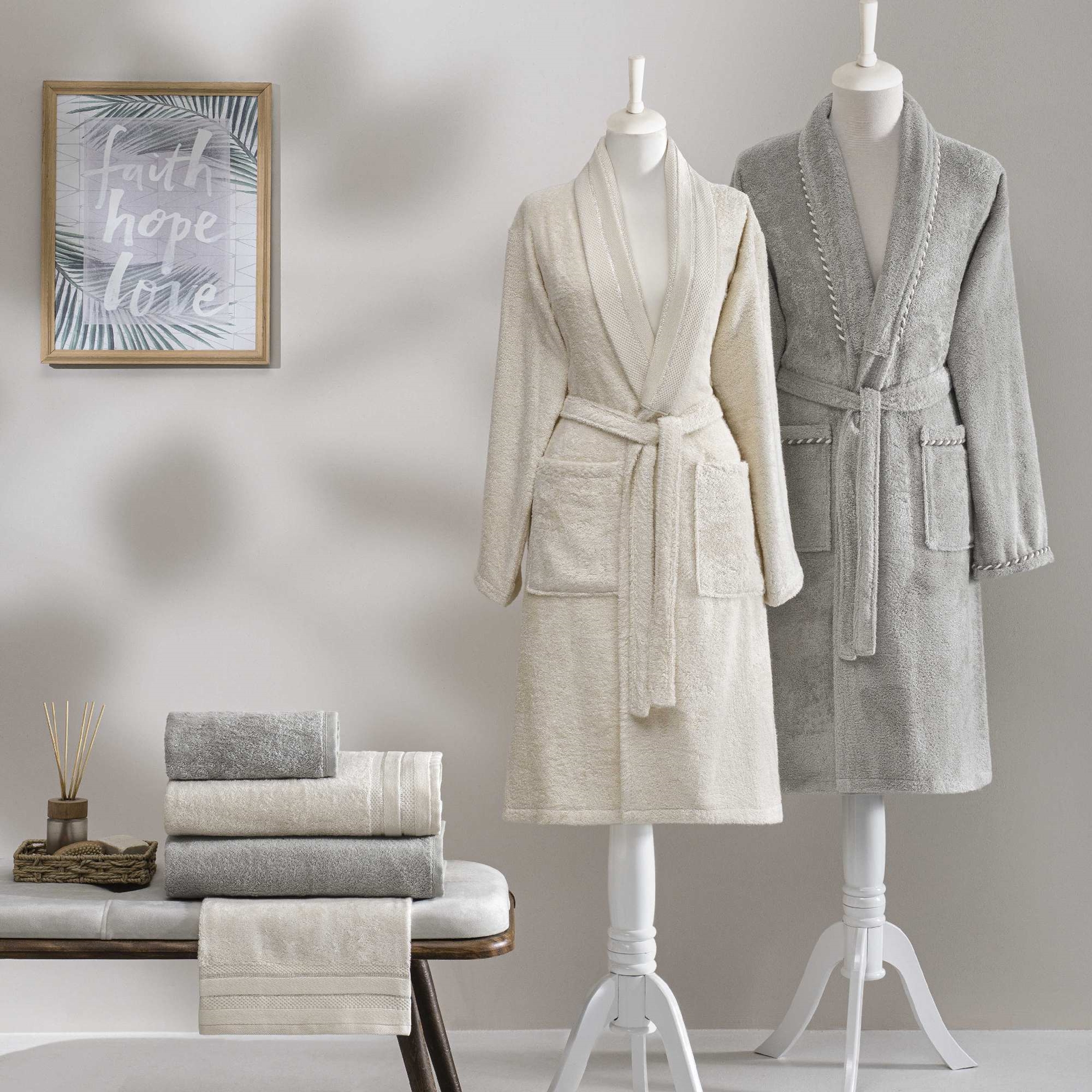 resm Taç Shine Bamboo Classic Aile Seti Krem Taş