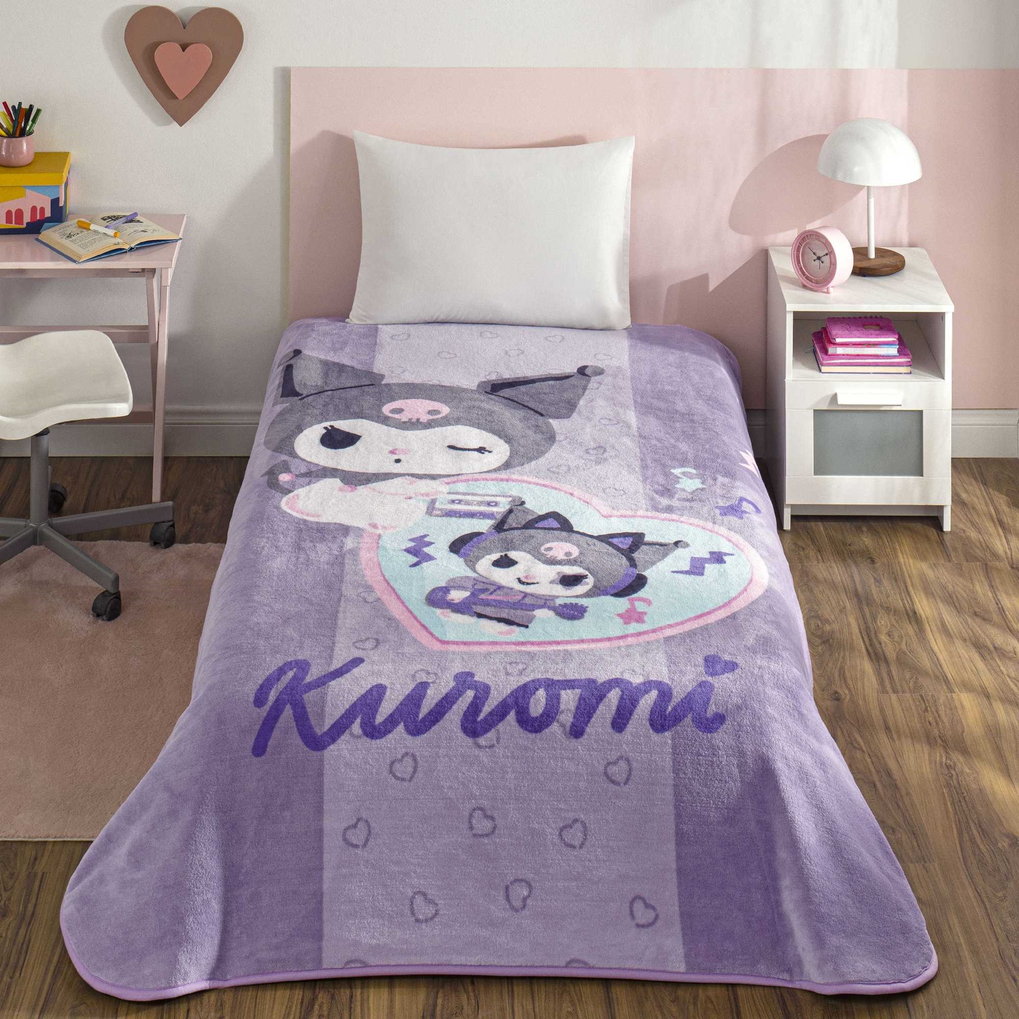 resm Lisanslı Kuromi Fun Tek Kişilik Battaniye