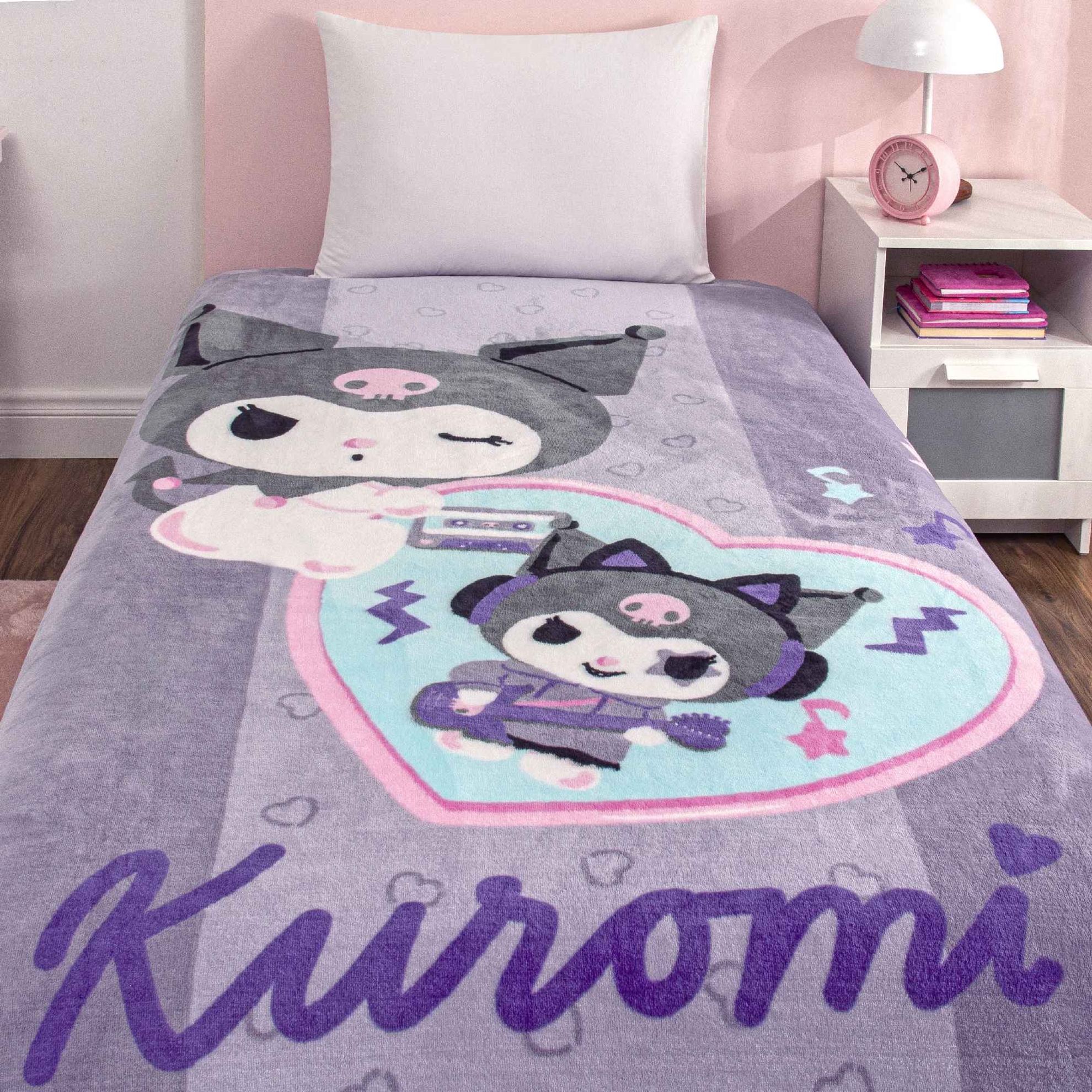 resm Lisanslı Kuromi Fun Tek Kişilik Battaniye