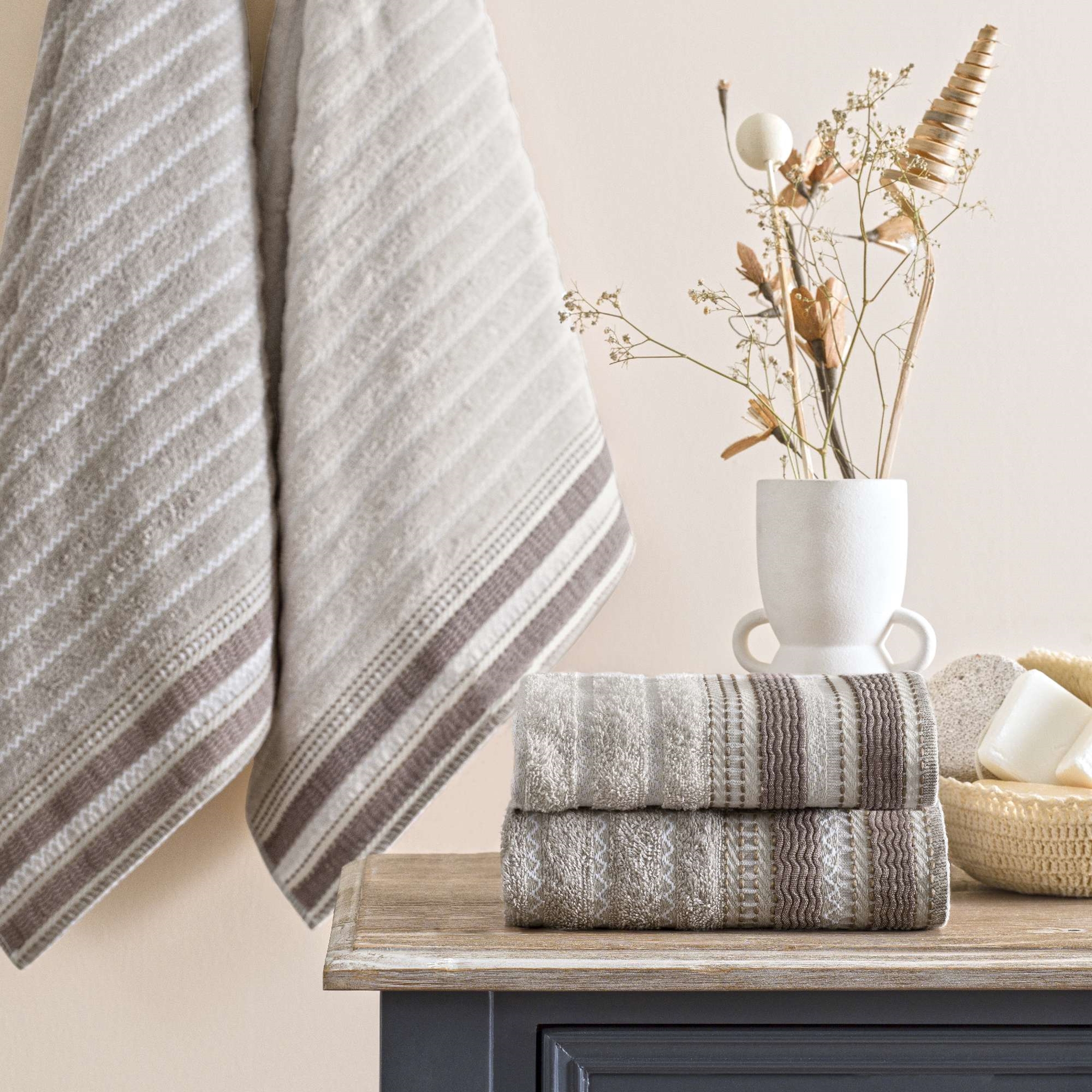 resm Taç Natural Dreams Pamuk Hamam Seti Beyaz-Taba