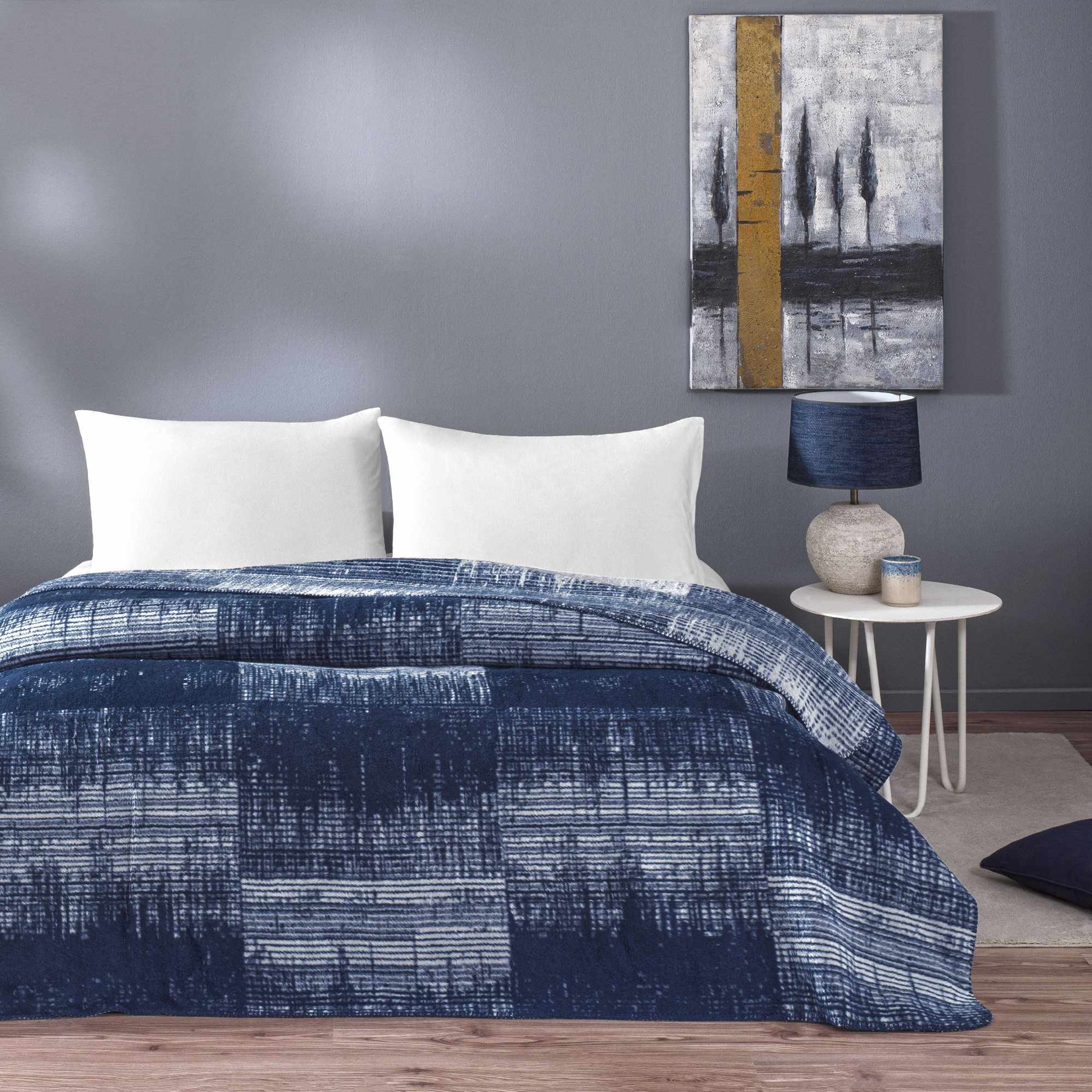 resm Taç Ziggy Pamuk Çift Kişilik Battaniye Lacivert