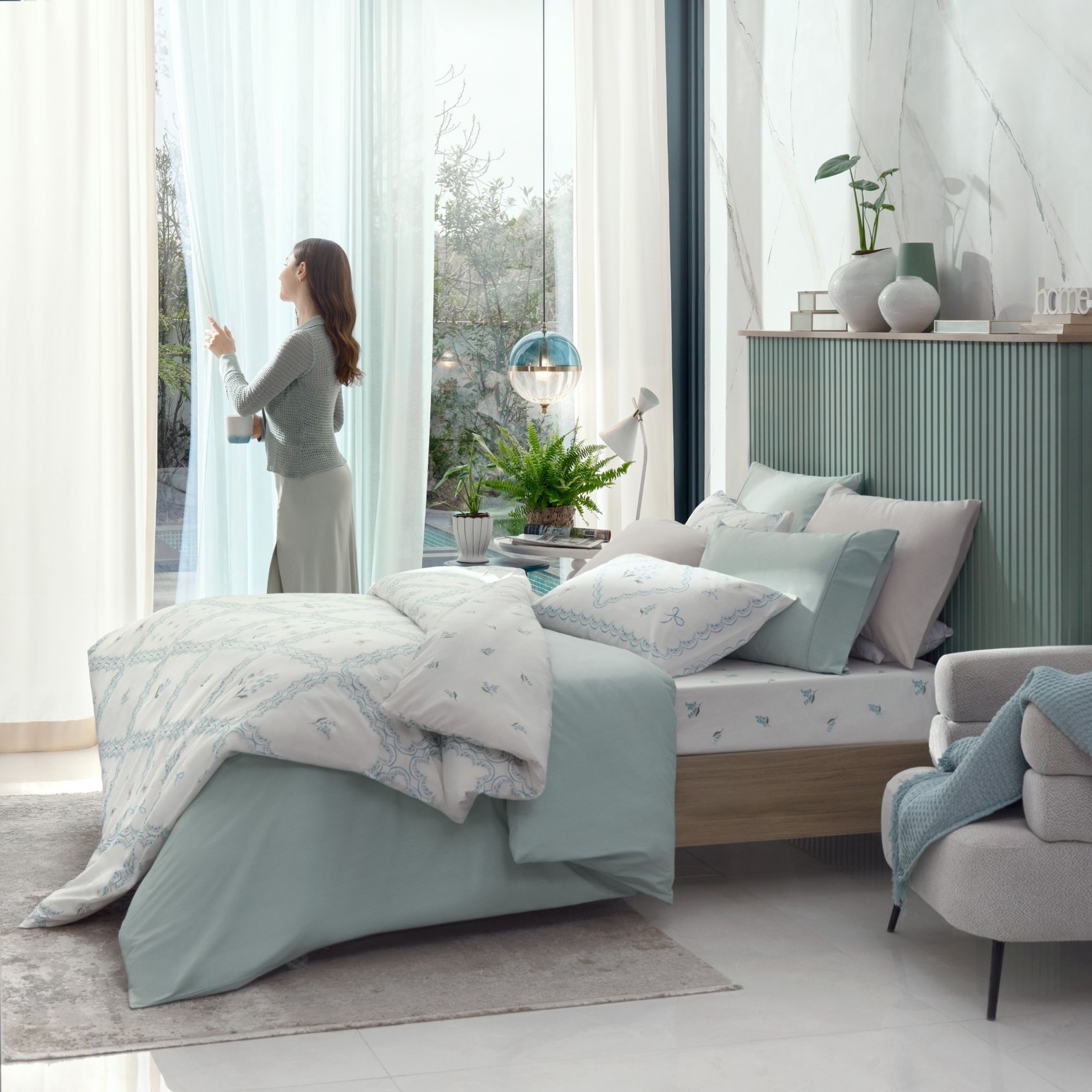 resm Taç Basic Ranforce Çift Kişilik Nevresim Takımı Mavi