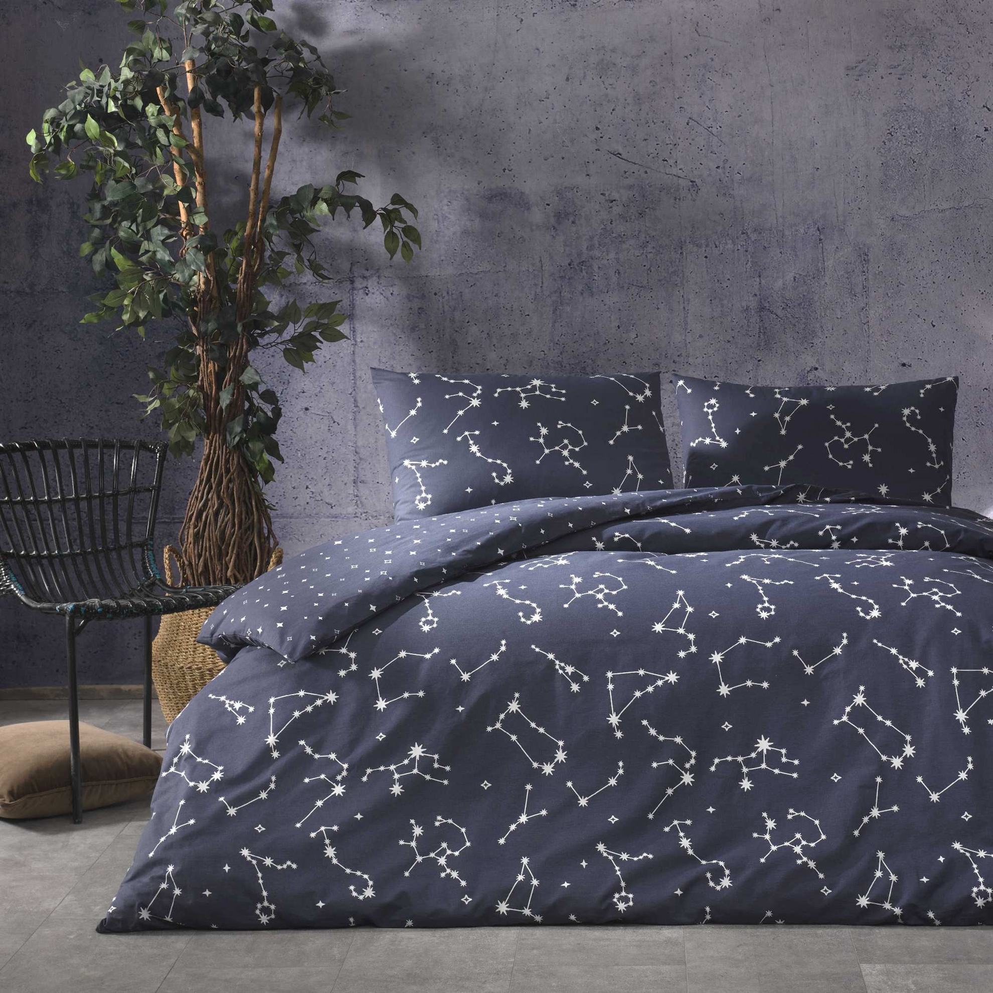 resm Taç Lonny Ranforce Tek Kişilik Nevresim Takımı Lacivert