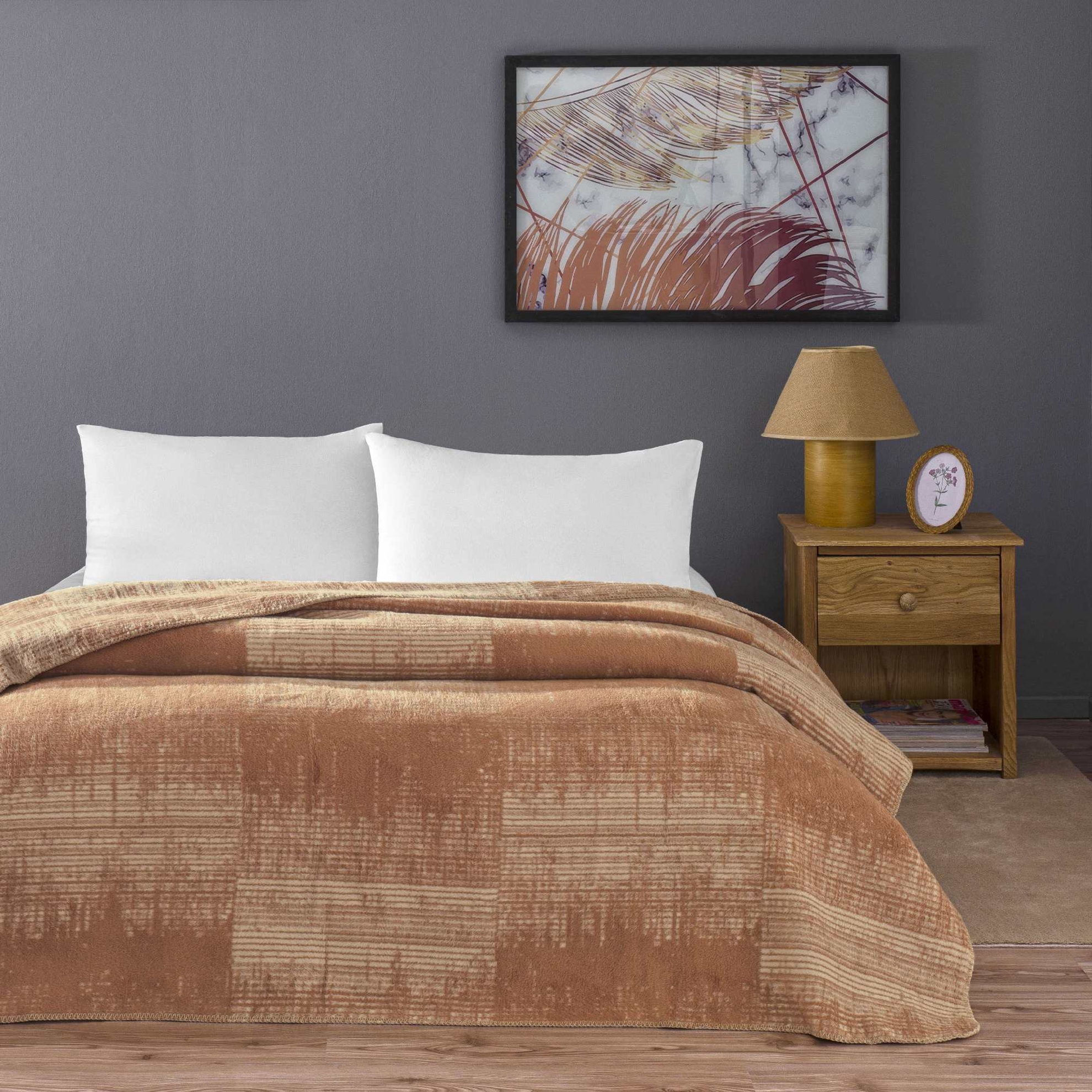 resm Taç Ziggy Pamuk Çift Kişilik Battaniye Taba