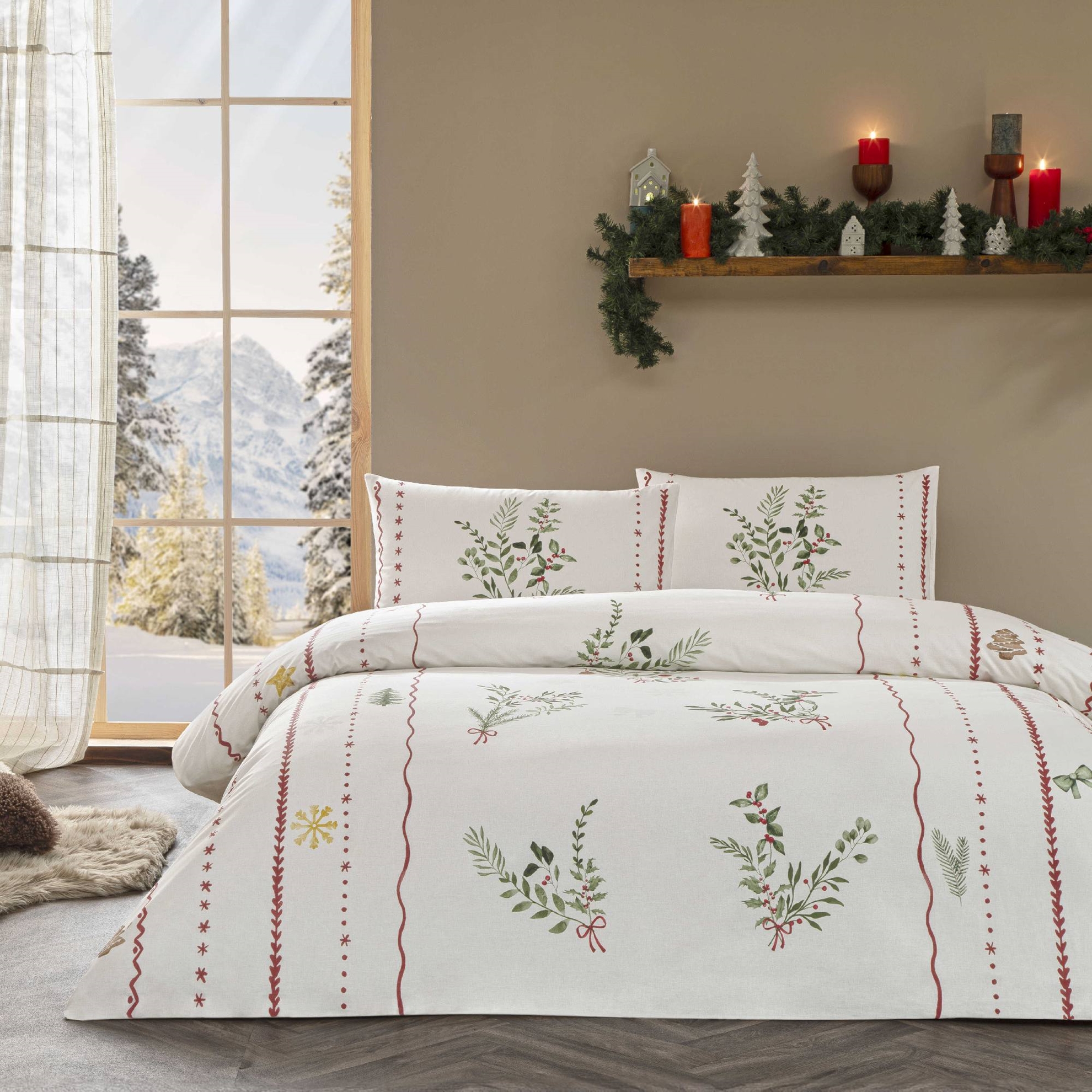 resm Taç Mistovia Glow Ranforce Çift Kişilik Nevresim Takımı Beyaz