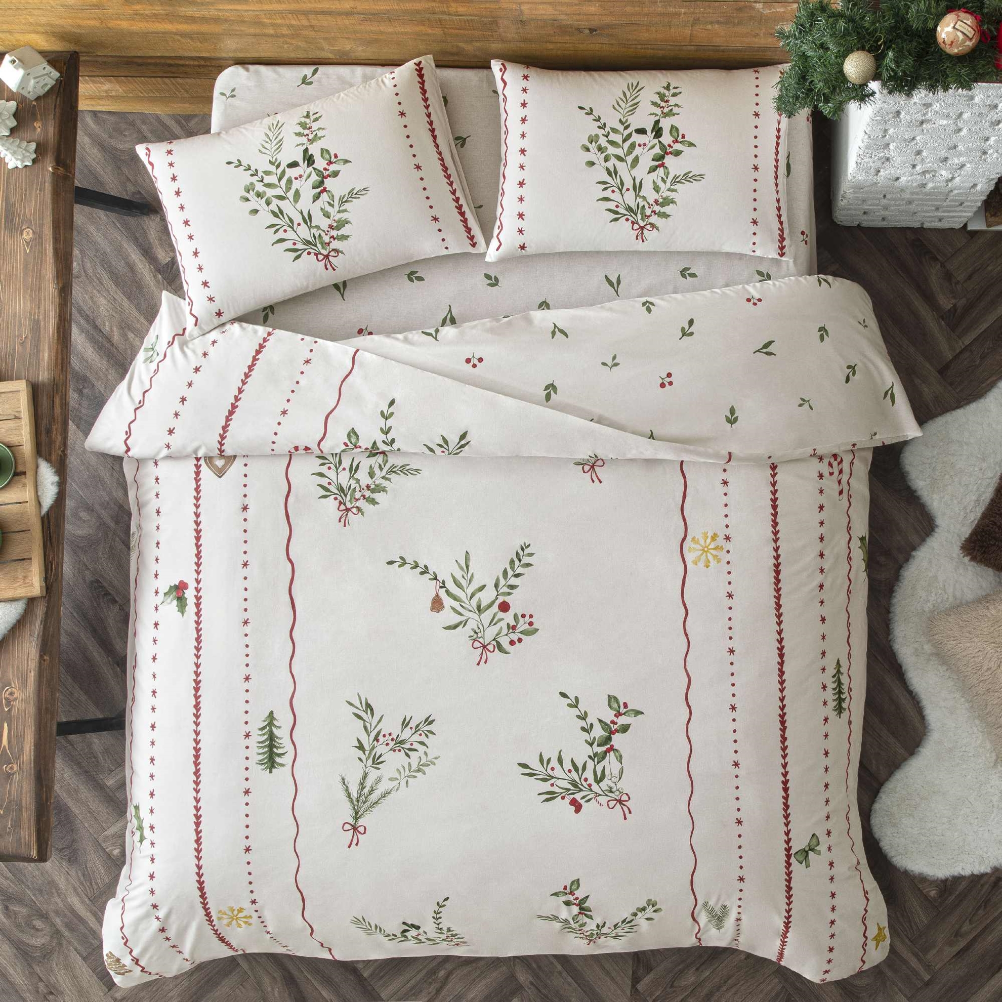 resm Taç Mistovia Glow Ranforce Çift Kişilik Nevresim Takımı Beyaz