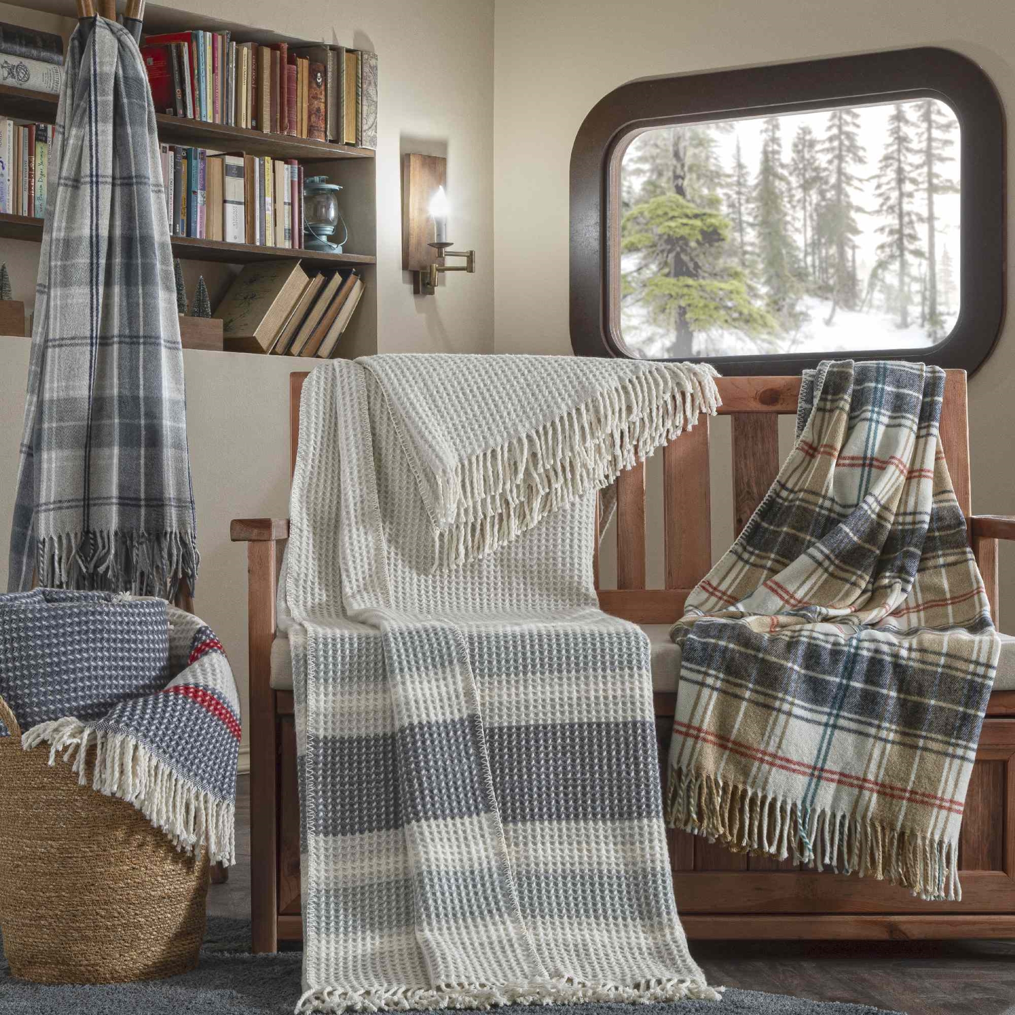 resm Taç Butik Doğu Ekspresi Pamuklu Çift Kişilik Battaniye Mavi