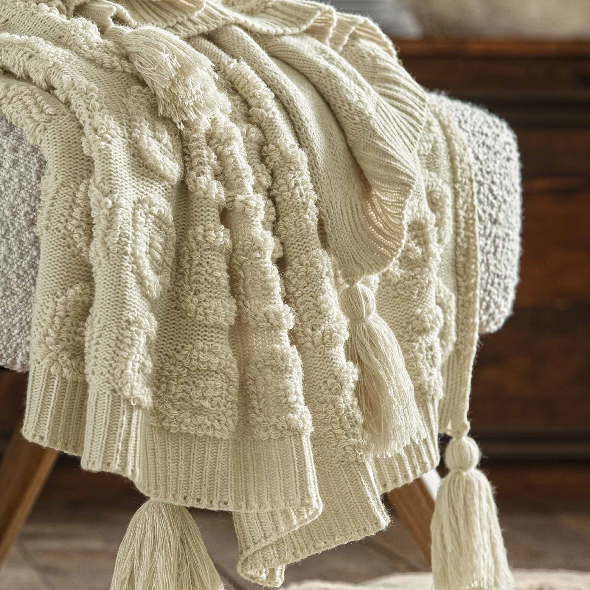 resm Taç Butik Patagonya Akrilik Throw Kum