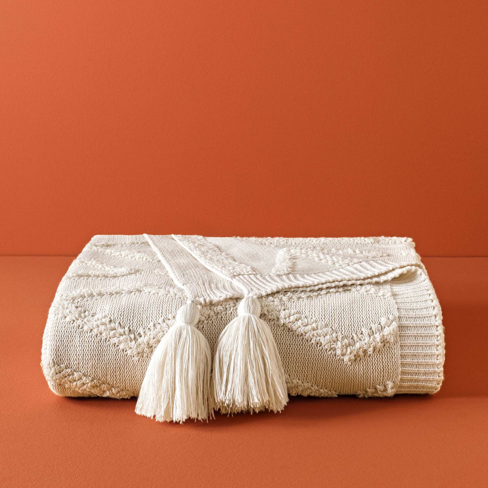 resm Taç Butik Brüj Akrilik Throw Ekru