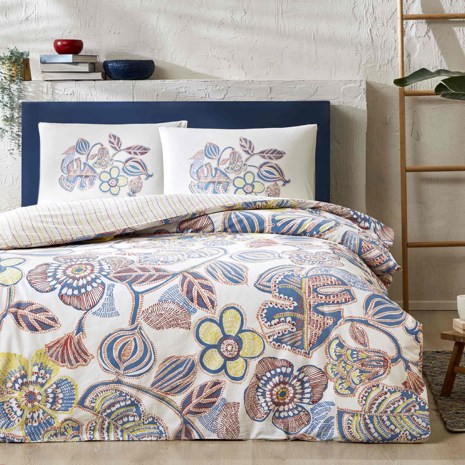 resm Taç Cecilia Ranforce Tek Kişilik Nevresim Takımı Mavi