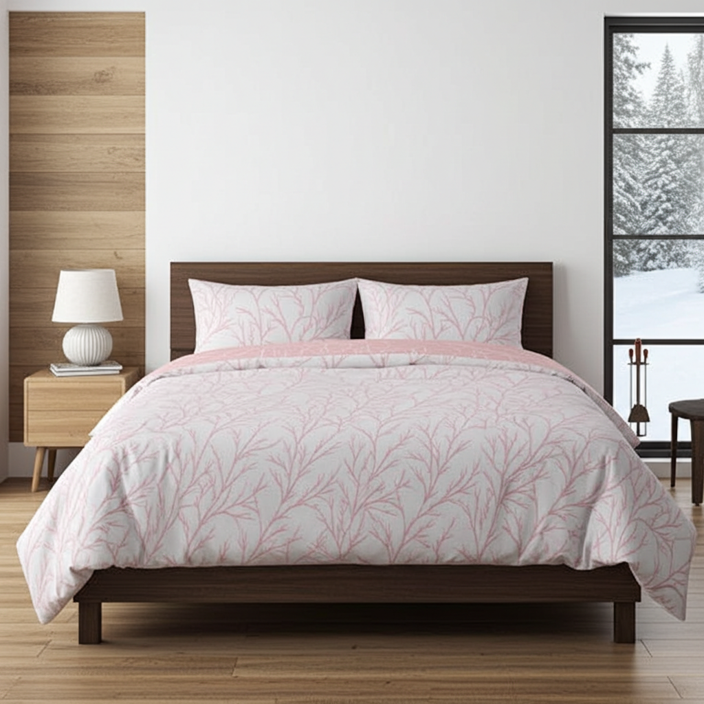 resm Brielle Çift Kişilik Saten Nevresim Seti Pembe