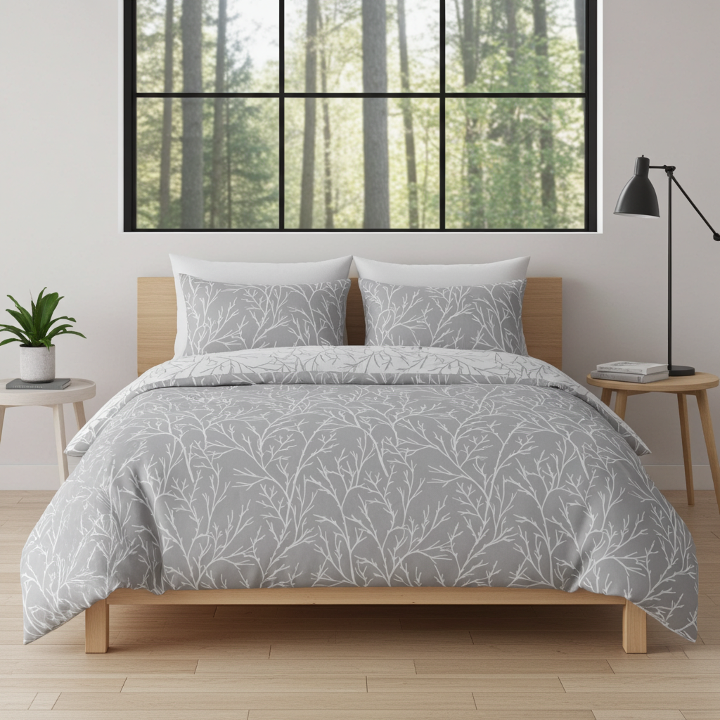 resm Brielle Queen Size Saten Nevresim Seti Gri